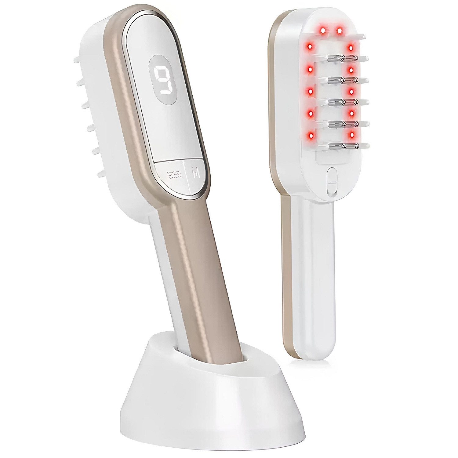 COOL-i ® Elektrohaarbürste Elektrische Haarpflegebürste,3-in-1 mit Lichtanwendung, Massage & Öl-Applikator
