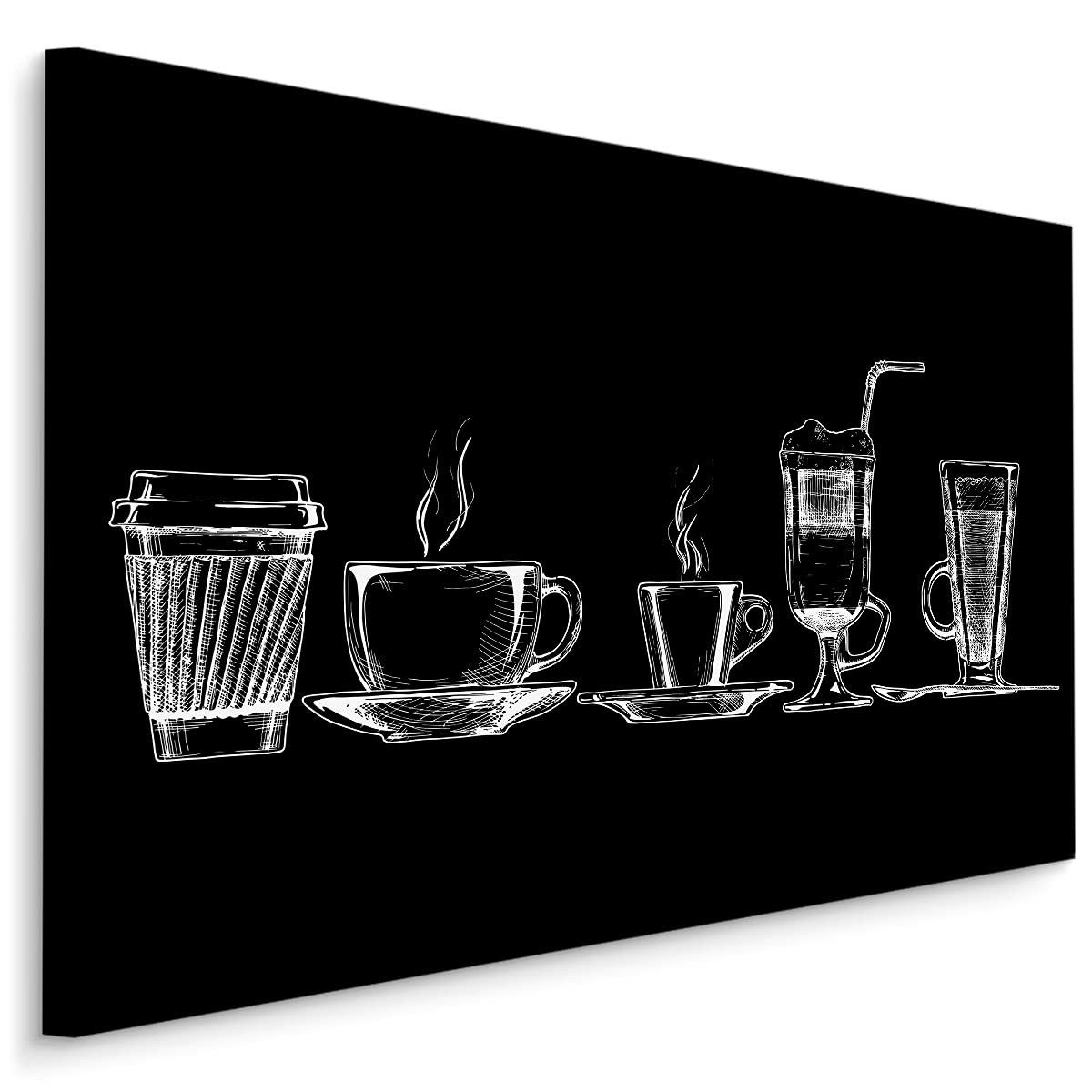 Muralo Leinwandbild Küche – Leinwandbild Wandbild Kunstdruck Wohnzimmer, Küche (1 St), Kaffee – Tasse – Cafe, 70 x 50 cm, aufhängefertig