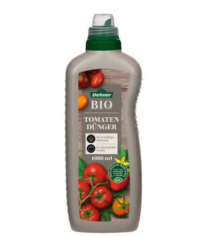 Dehner Gartendünger Bio Tomatendünger, hochwertiger NK-Dünger, 1 l, für ca. 150 l, Flüssigdünger, organisch mit Spurennährstoffen