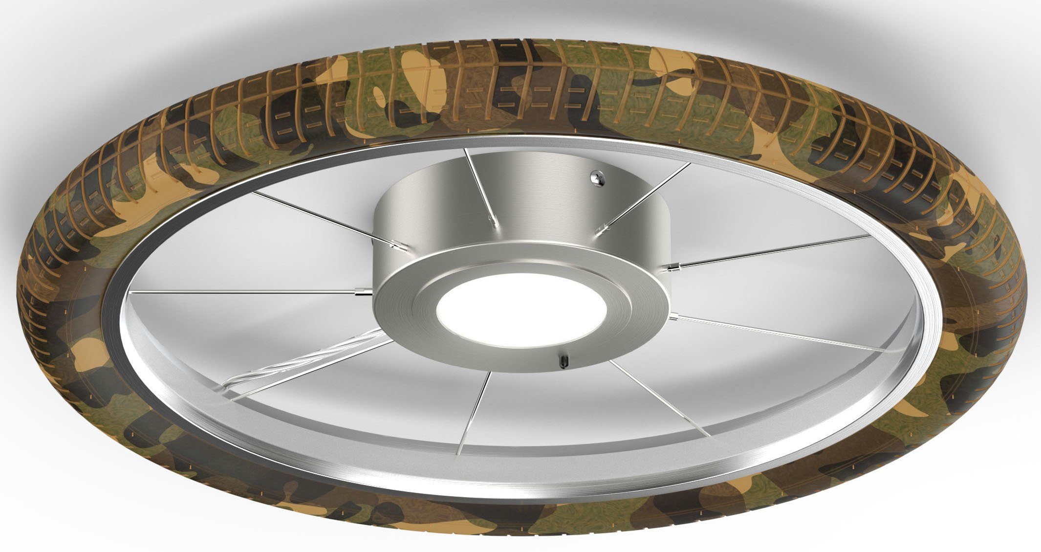 EVOTEC wechselbar, LED Deckenleuchte und 51cm, schaltbar Beleuchtung getrennt Hauptlicht indirekte Ø Wheel,