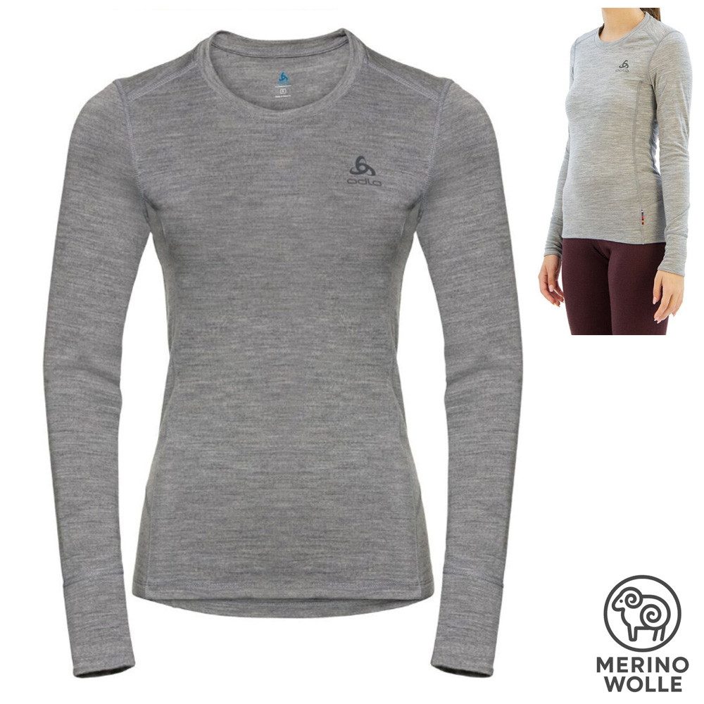 Odlo Langarmshirt Odlo BL Top Crew Neck LS Merino 200 Damen – Langarm Shirt, grau