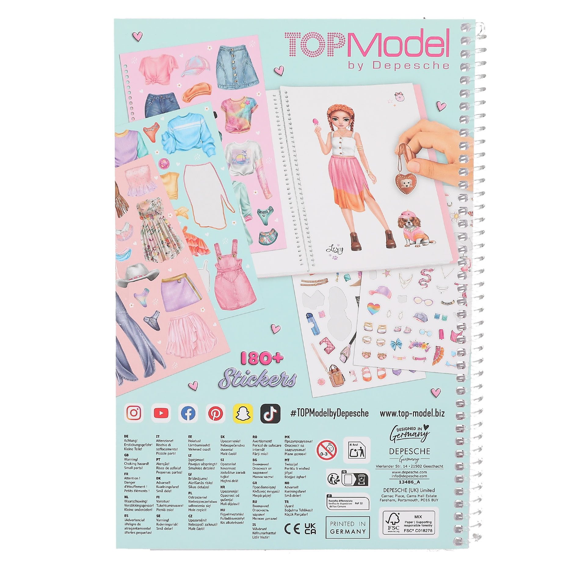 Depesche Schmuckset TOPModel Dress Me Up Stickerbuch mit 20 Seiten Model Motiven, Selbstgestalten mit 7 Stickerbogen – Bild 3 von 3