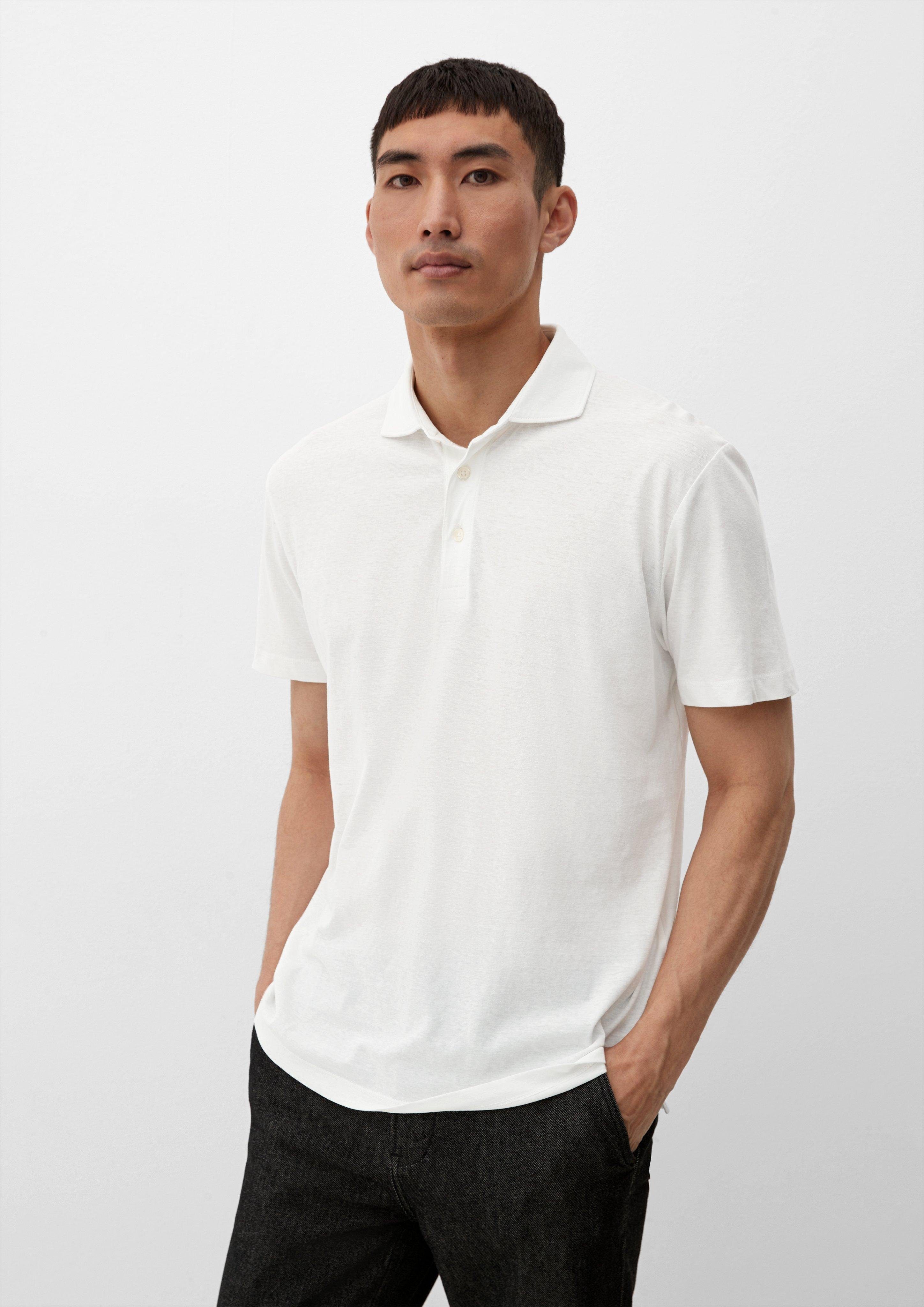 s.Oliver Kurzarmshirt Poloshirt aus Leinenmix weiß | T-Shirts