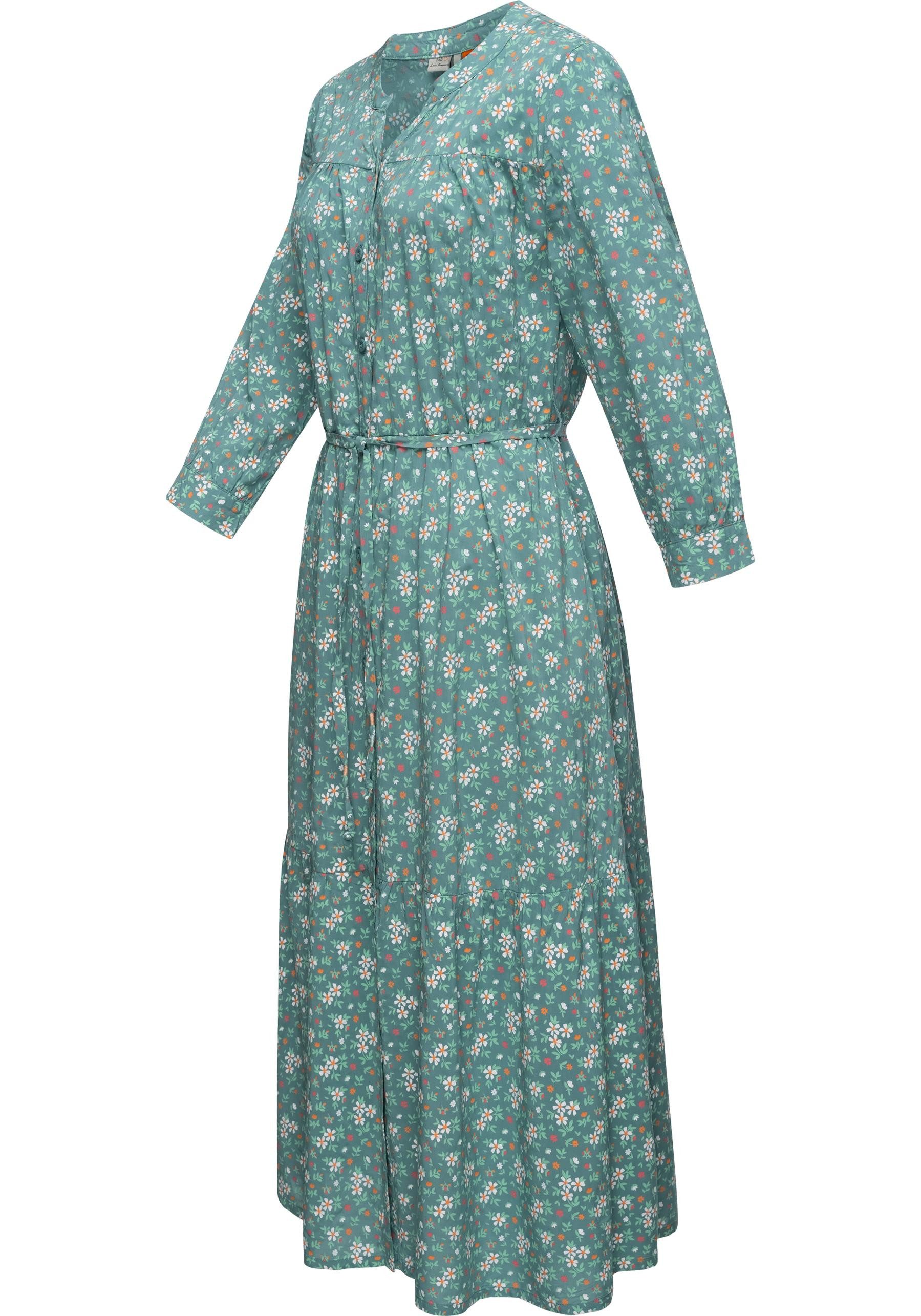 Ragwear Maxikleid Meve Leichtes Langarmkleid mit Blumenmuster
