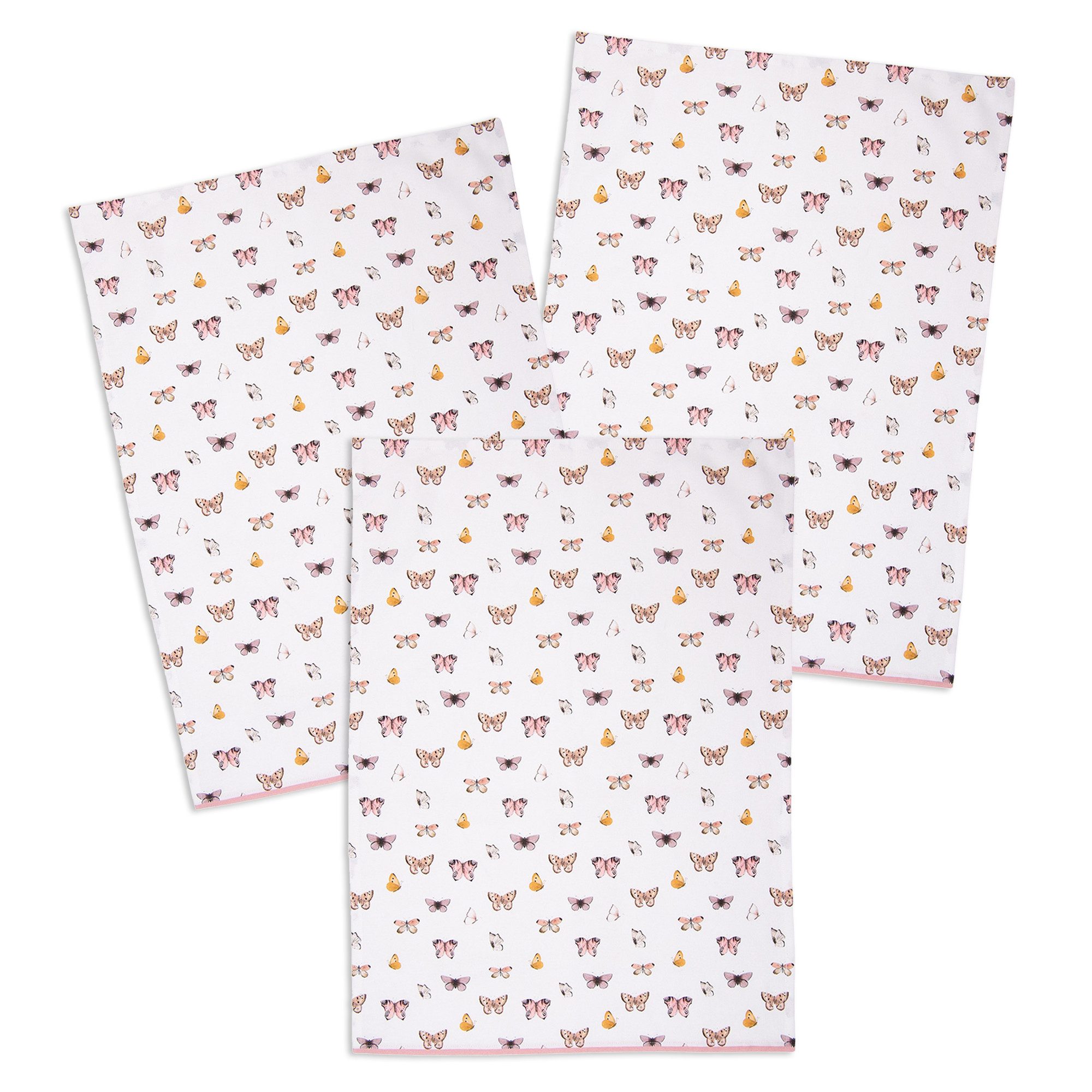 Clayre & Eef Geschirrtuch Butterfly Paradise, (Set, 3-tlg., 3-teilig), Рушники для посуду (3 Stück), ca.50x70cm Baumwolle