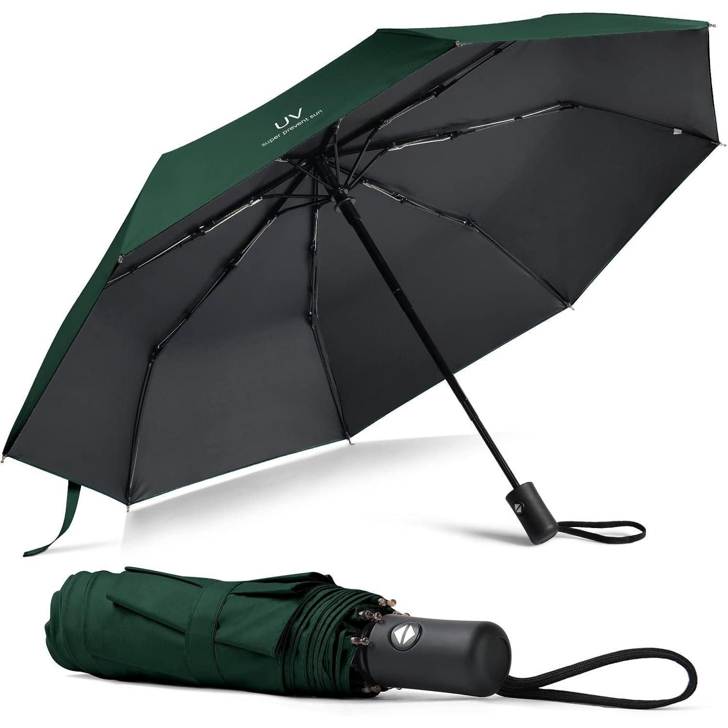 Taschenregenschirm Taschenschirm Automatik Sturmfest Teflon 210T Herren Tiefwassergrün