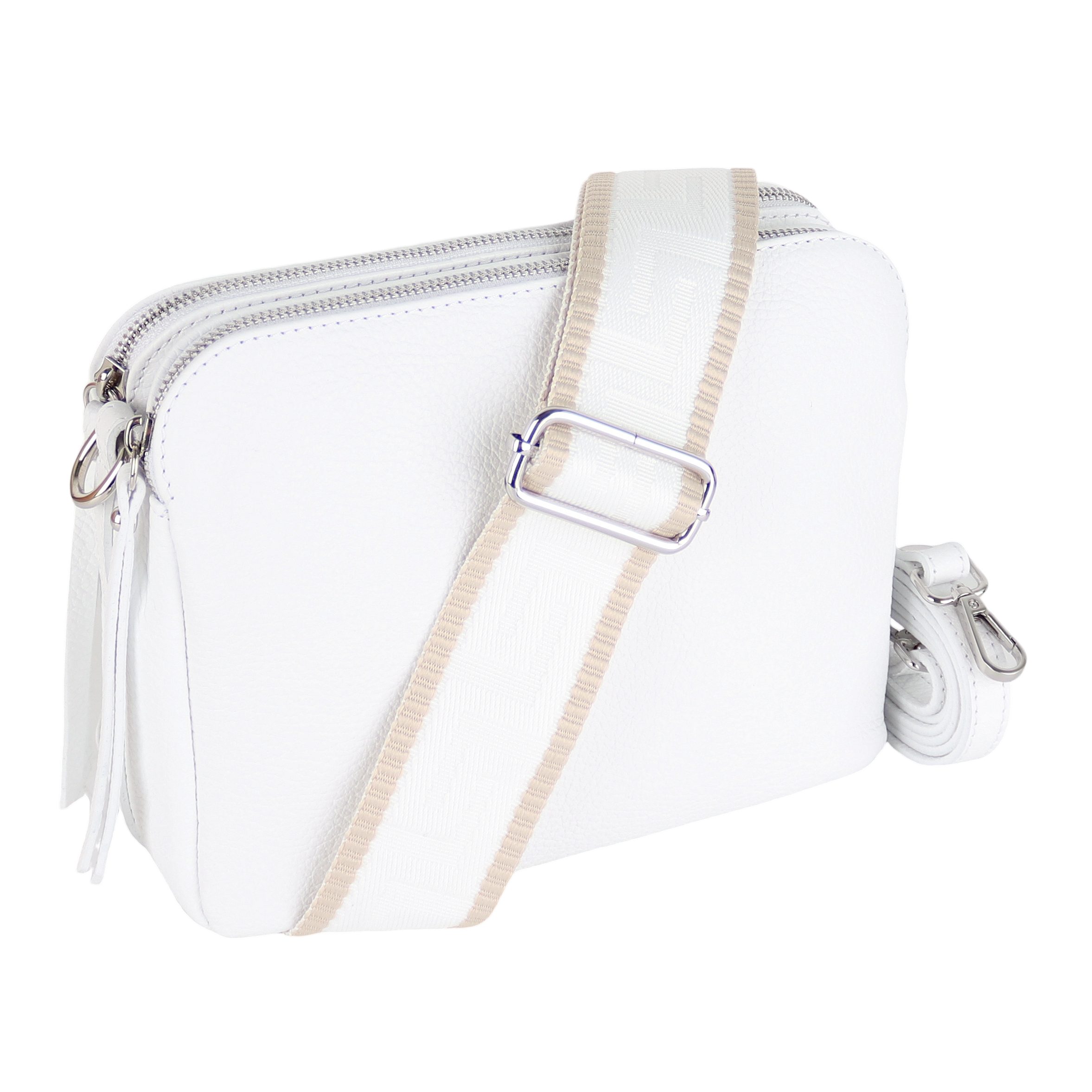 Schultertasche aus Echtleder, hergestellt in Italien, mit 2 Riemen