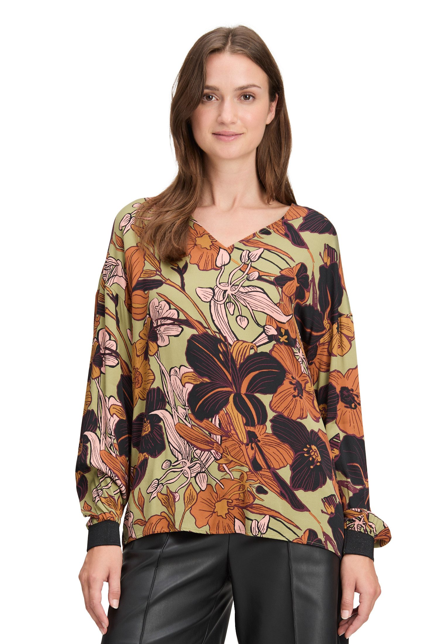 Cartoon Schlupfbluse Damen Oversize-Bluse mit Rippbündchen