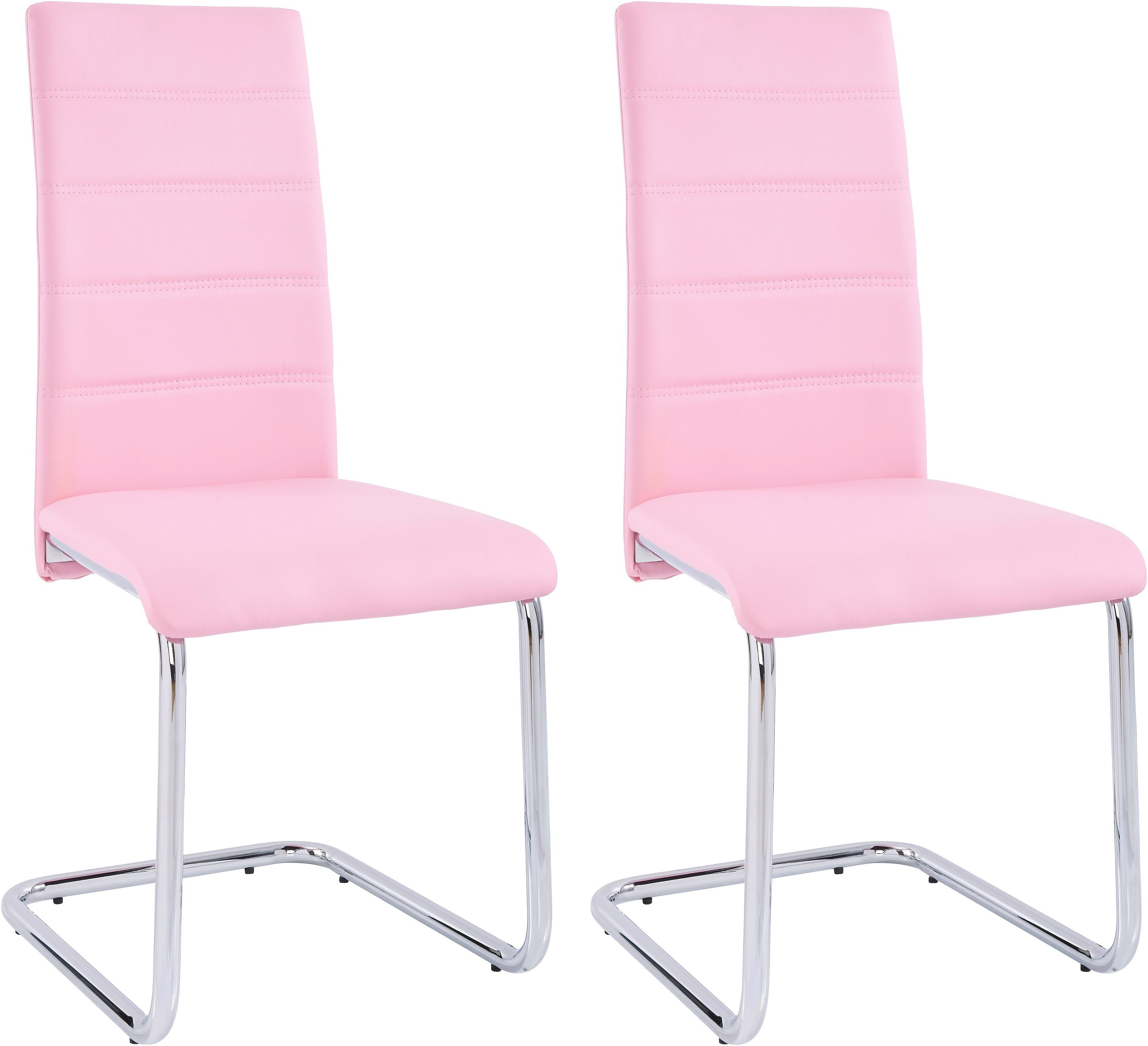 INOSIGN Freischwinger Adora (Set, 2 St), (2 oder 4 Stück) Bezug in Kunstleder, verchromtes Metallgestell pink