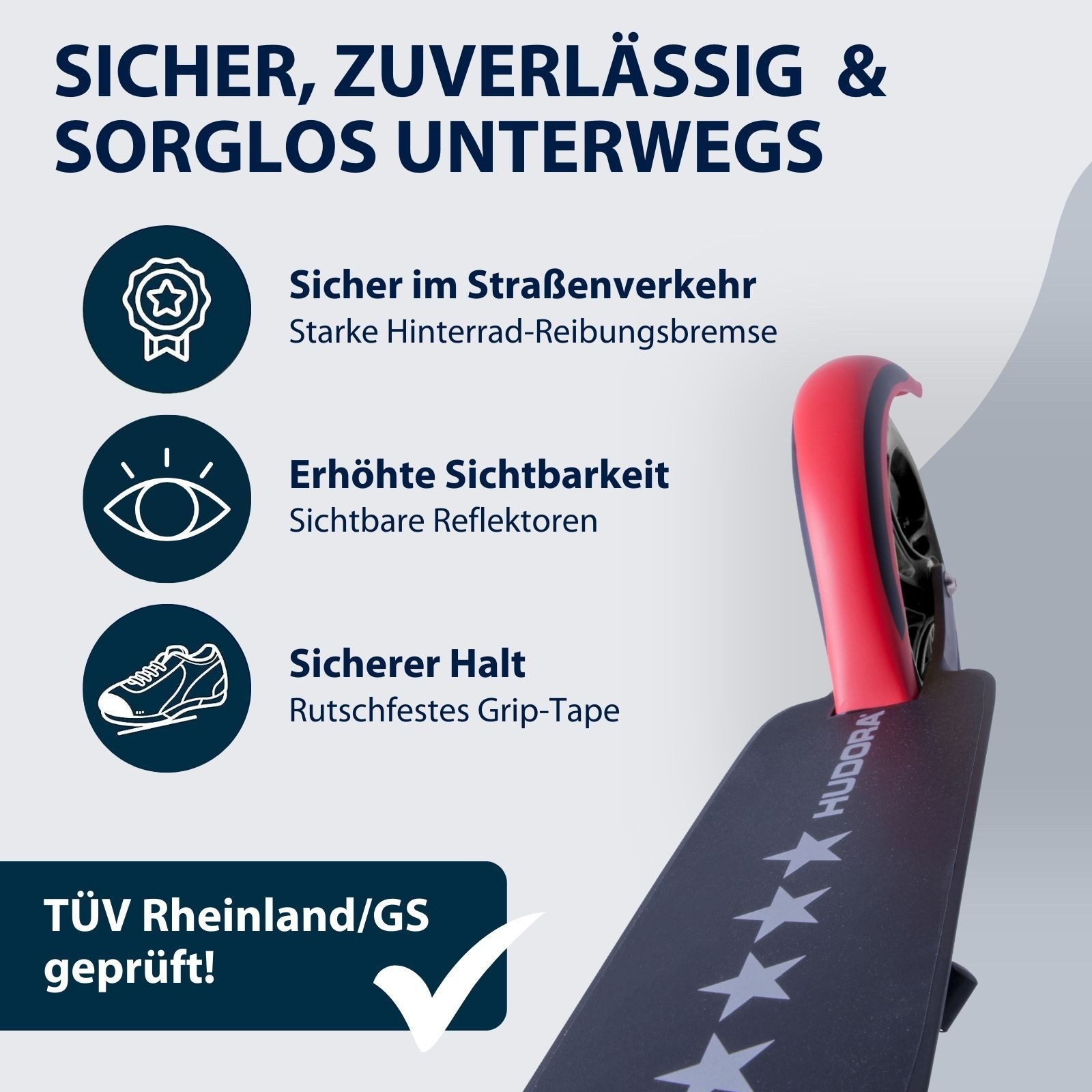 Hudora Cityroller BigWheel® 205 Tretroller - Höhenverstellbar & zusammenklappbar, (Kinder- & Erwachsenenroller für bis zu 100kg - Tretroller mit Ständer, Stabil – Bild 5 von 5