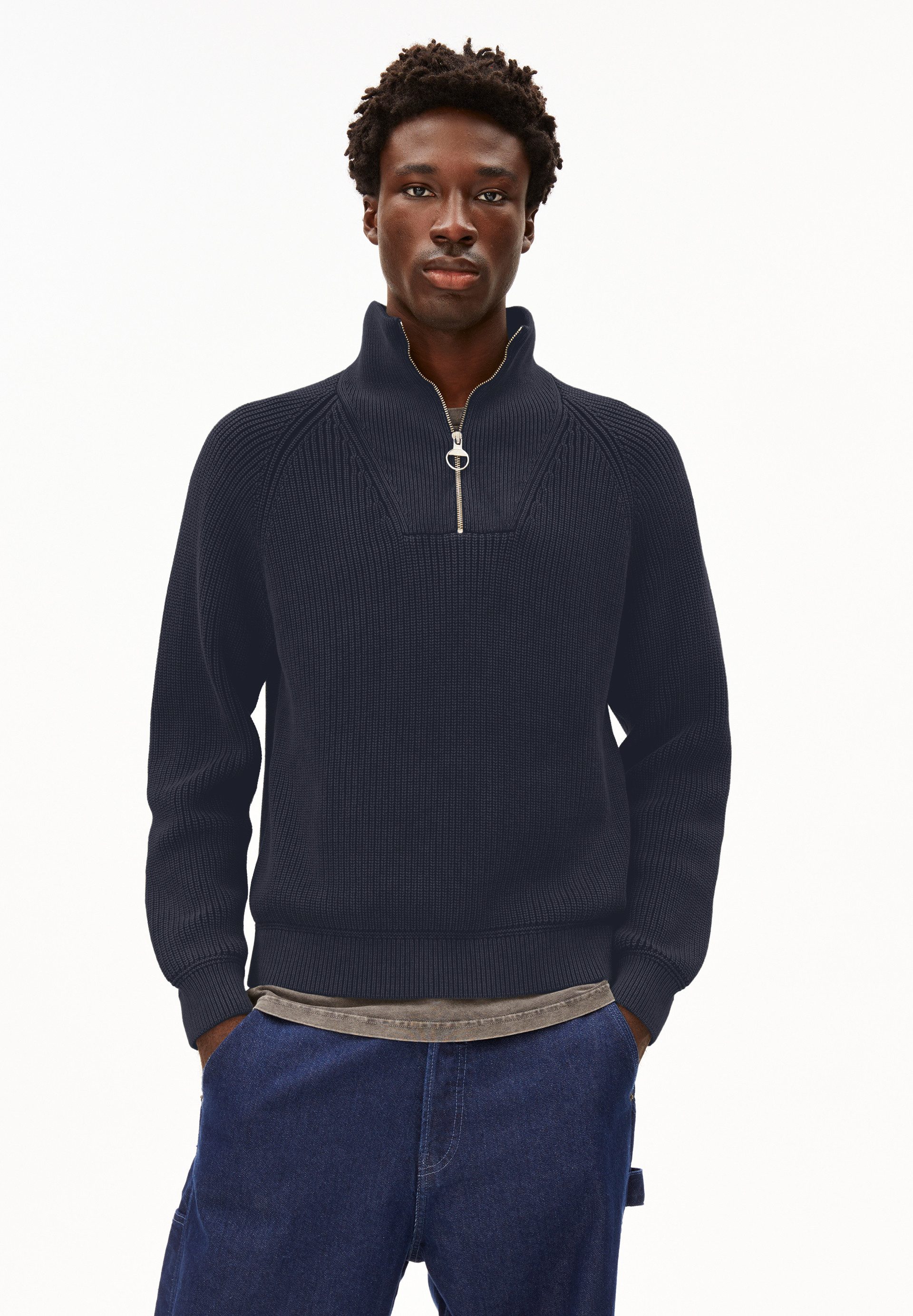 Armedangels Strickpullover KAALVES GMT DYE Pullover aus Bio-Baumwolle (Regular Fit) Troyer