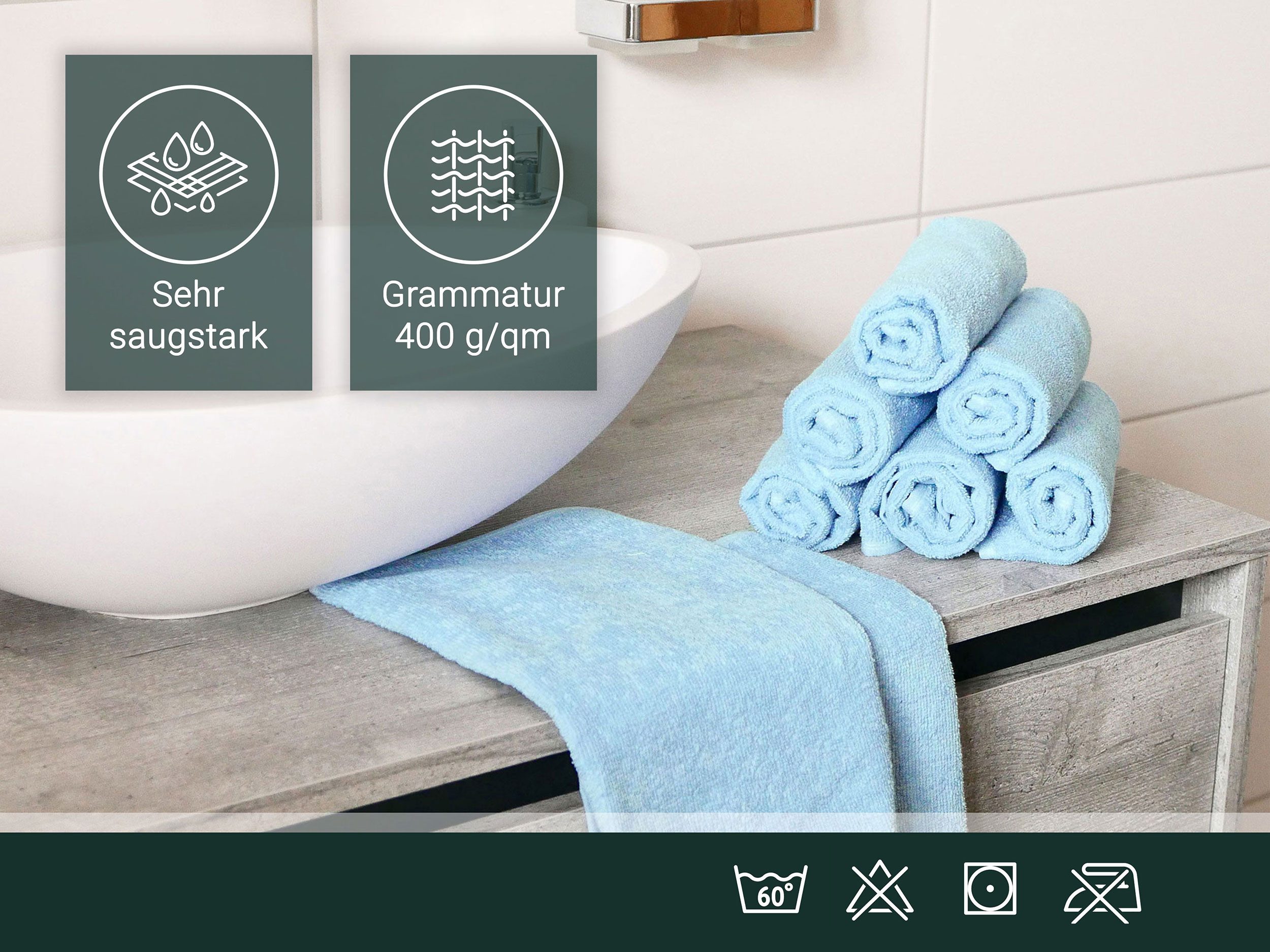 ZOLLNER Gästehandtücher, Walkfrottier (10-St), 30 x günstig online kaufen