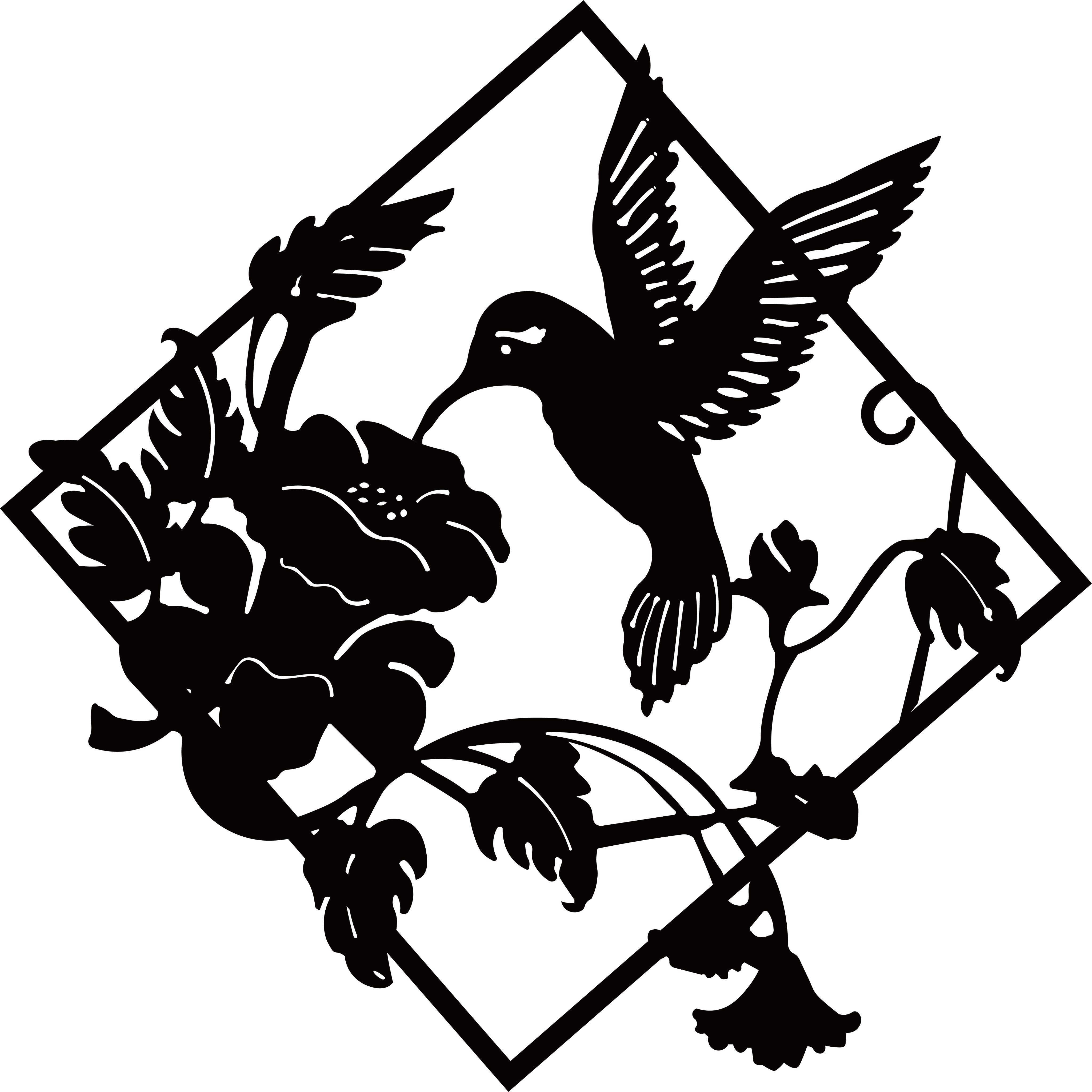 Jumpeak Wanddekoobjekt Schön geschnitzte Wandbehänge Schmiedeeisen,Blumen und Elstern,Natur, Hergestellt aus Metall,Schwarz,weiß,60*60cm