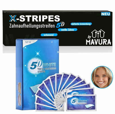 MAVURA White Stripes »X-STRIPES 5D Zahnaufhellung Streifen Whitestrips Bleaching Weiße Zähne«, Zahn Bleaching Streifen White Strips Zahnweiß