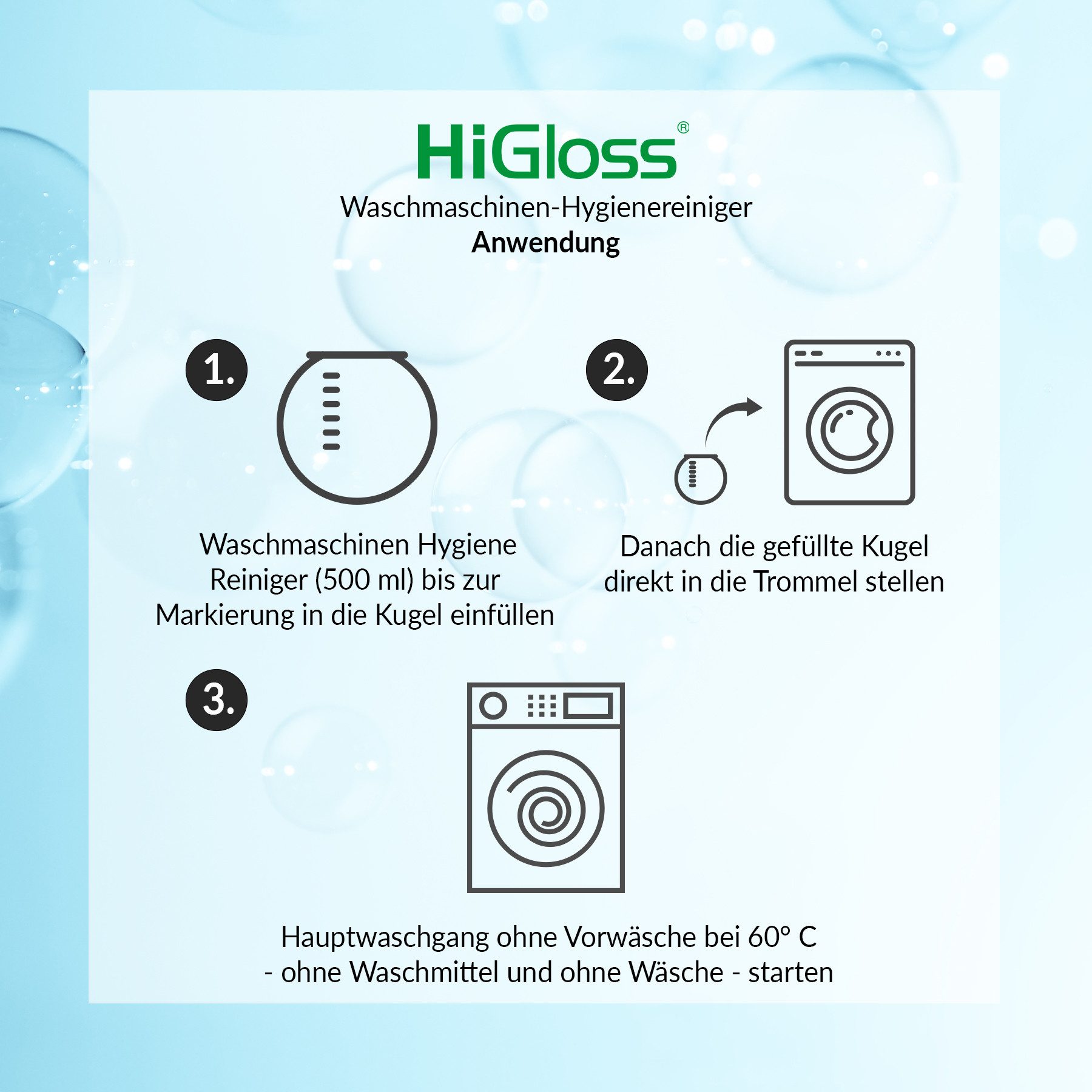 Thumbnail - HiGloss Waschmaschinen-Hygienereiniger-Plus Waschmaschinenpflege (2x1 L für hygienische Sauberkeit & Langlebigkeit)
