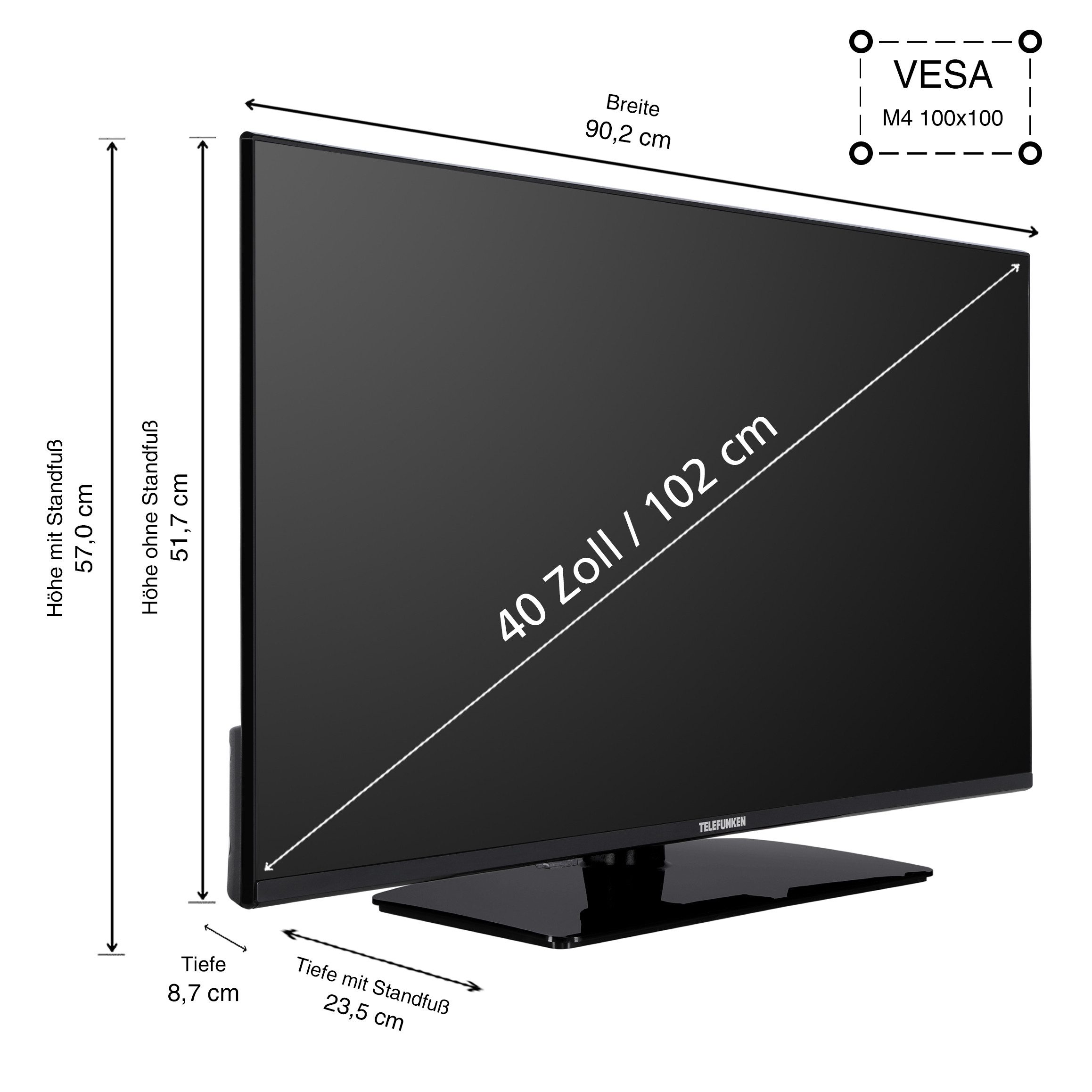 Telefunken XF40N750M LCD-LED Fernseher (102 cm/40 Zoll, Full HD, Triple-Tuner, USB-Mediaplayer)