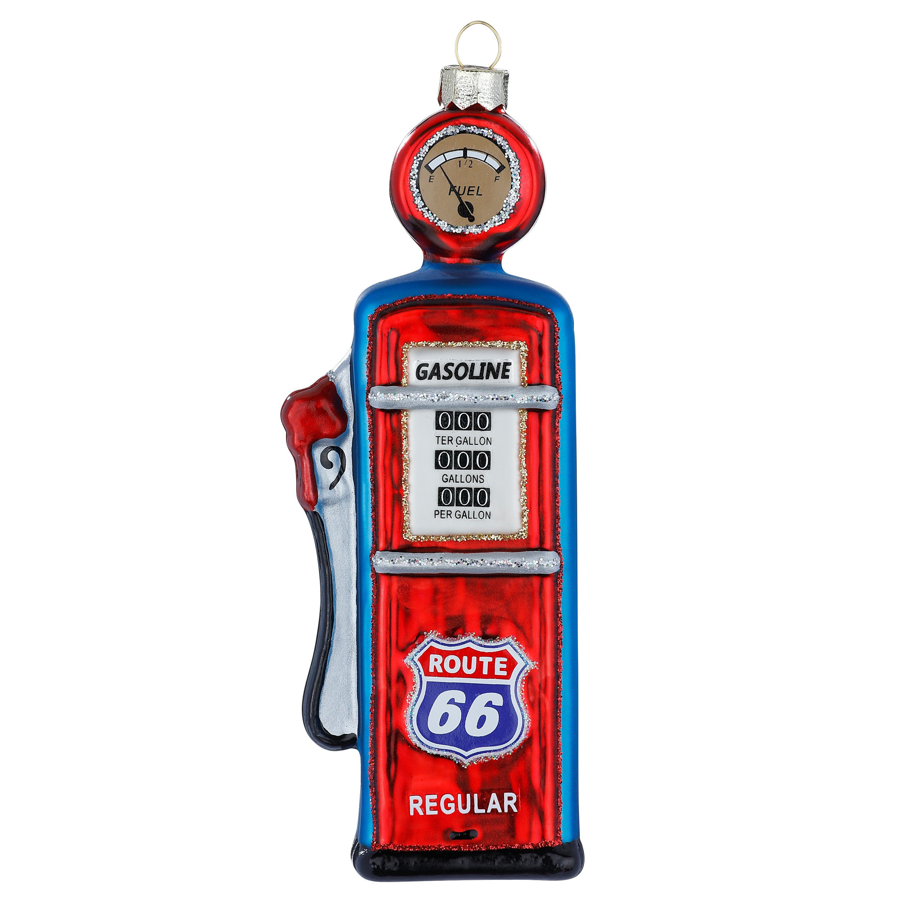 Holly & Jolly Christbaumschmuck, Christbaumschmuck Glas 14,5cm Tankstelle Figur Rot
