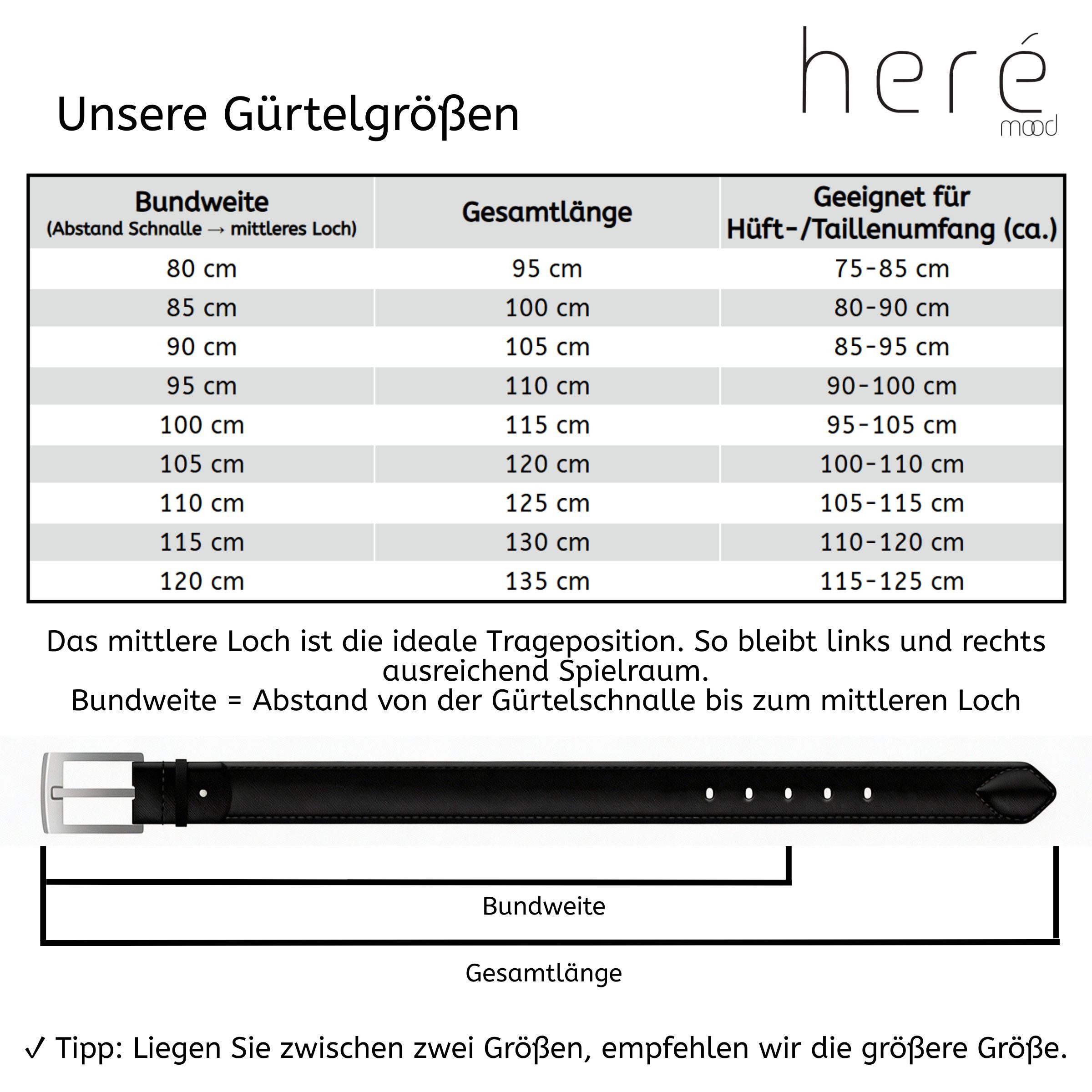herémood Ledergürtel Leder Gürtel Herren in Schwarz und Braun – Klassischer Herrengürtel (für Business und Freizeit – Gürtel von 95 bis 130 cm – Stilvoll, 1-St., pflegeleicht und robust – Passend zu Jeans, Chino und Anzug) Männer Gürtel für jedes Outfit