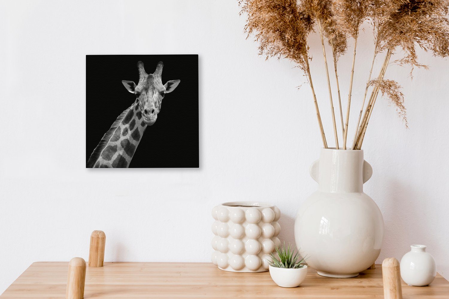 Schwarz-Weiß (1 Giraffe Bilder Wildtiere OneMillionCanvasses® - für - Wohnzimmer Leinwand - Schlafzimmer Porträt, St), Leinwandbild