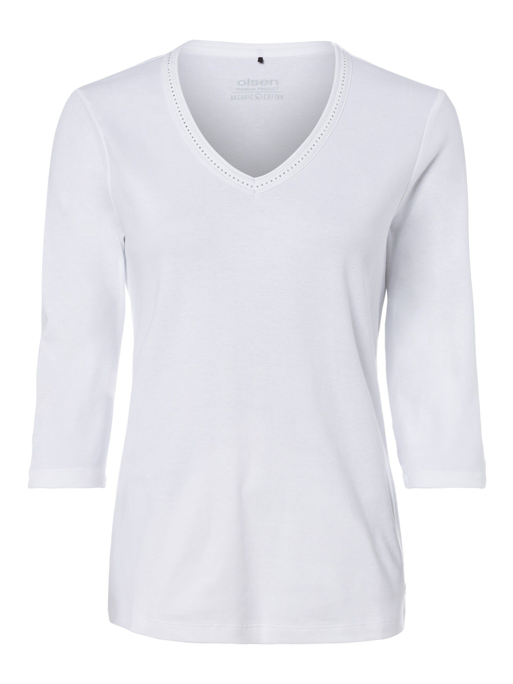 Olsen V-Shirt mit Dekosteinen White