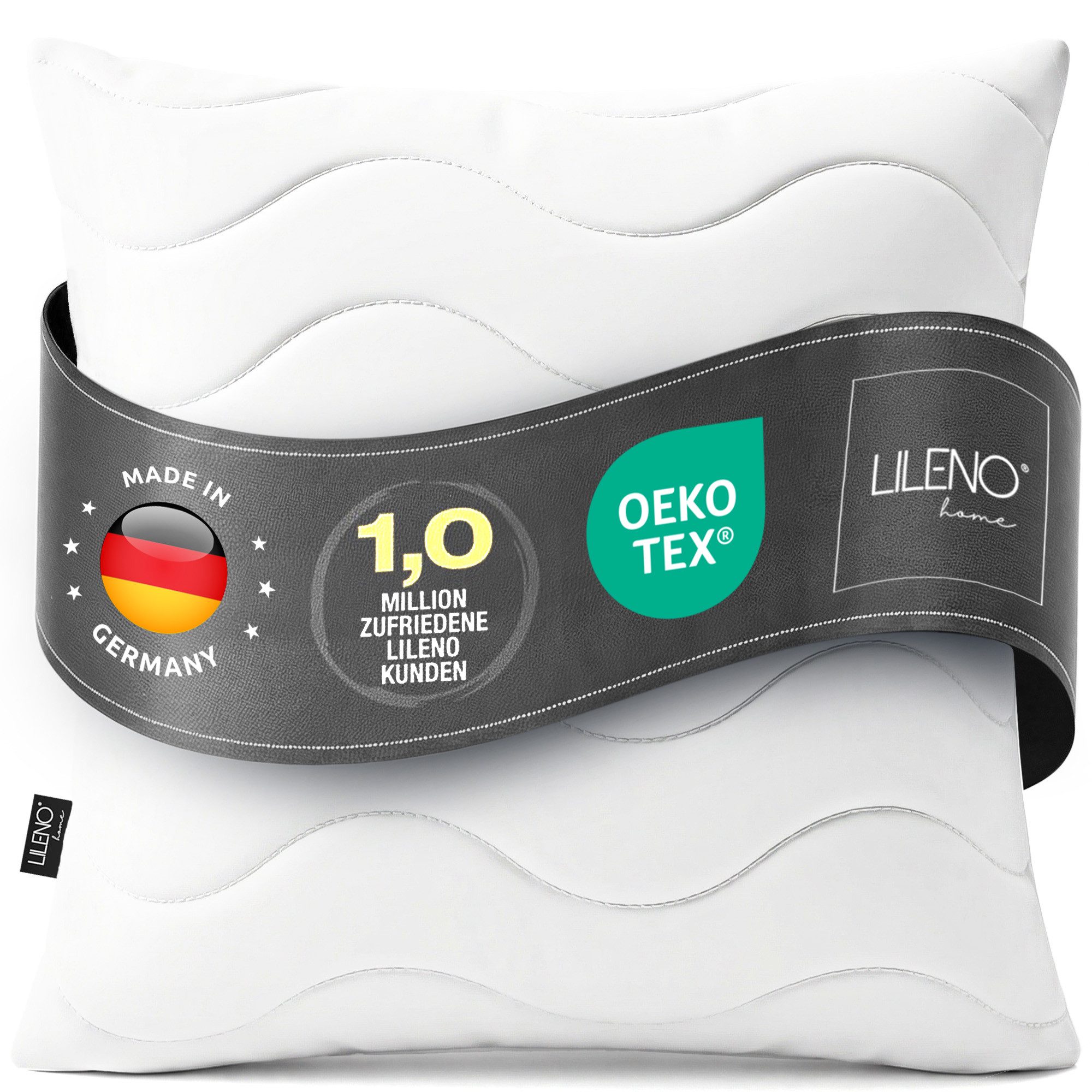 LILENO HOME Kopfkissen LILENO HOME Allergiker Kopfkissen Oeko-Tex & - Made in Germany, Füllung: 100% Polyester, Seitenschläfer, Bauchschläfer, Rückenschläfer, Spar-Set, 1er Set, Dekokissen 40x40 cm, allergikergeeignet, Bettkissen oder Kopfkissen