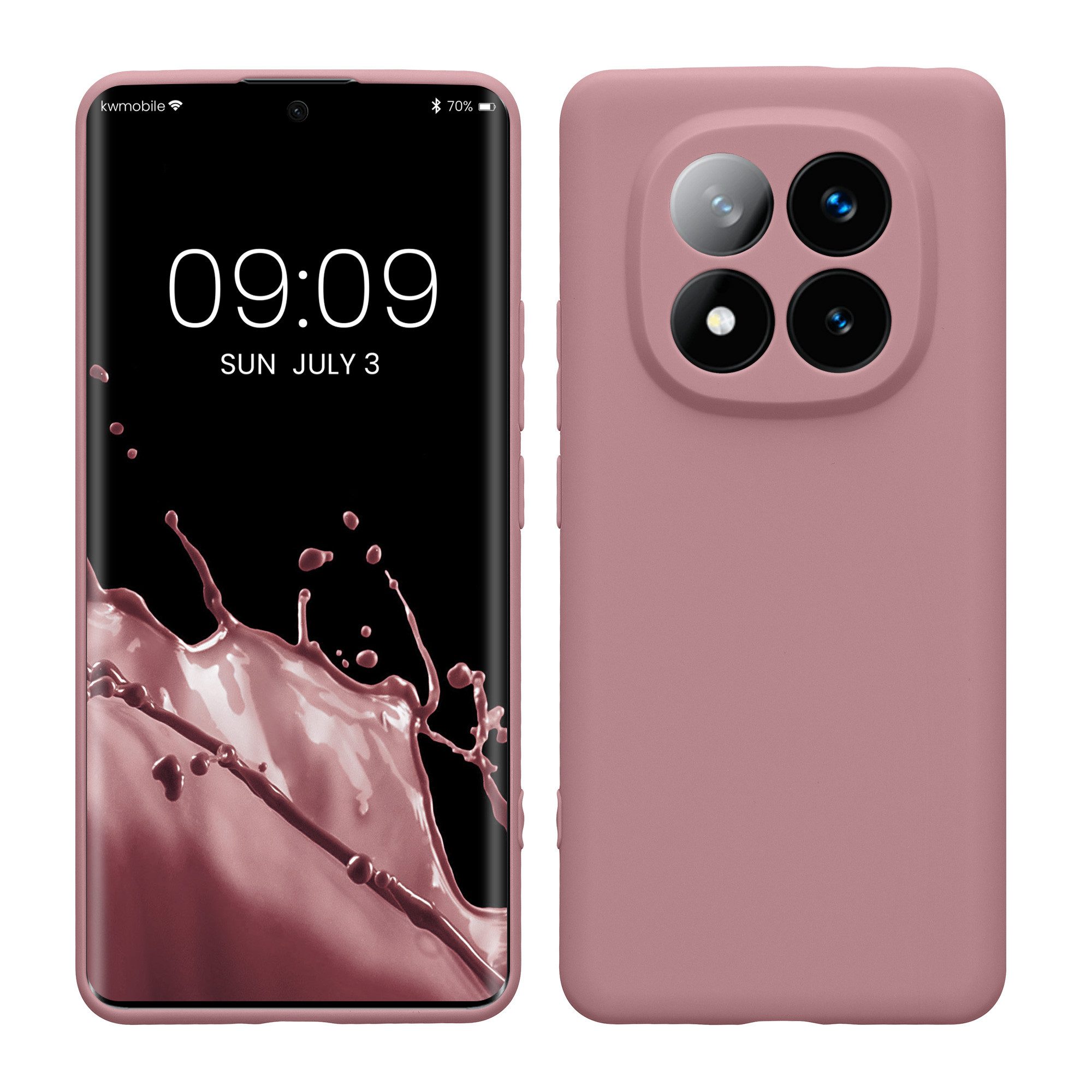 kwmobile Handyhülle Hülle für Xiaomi Redmi Note 14 Pro+ 5G / Redmi Note 14 Pro Plus 5G, Backcover Silikon - Soft Handyhülle - Handy Case in Altrosa matt