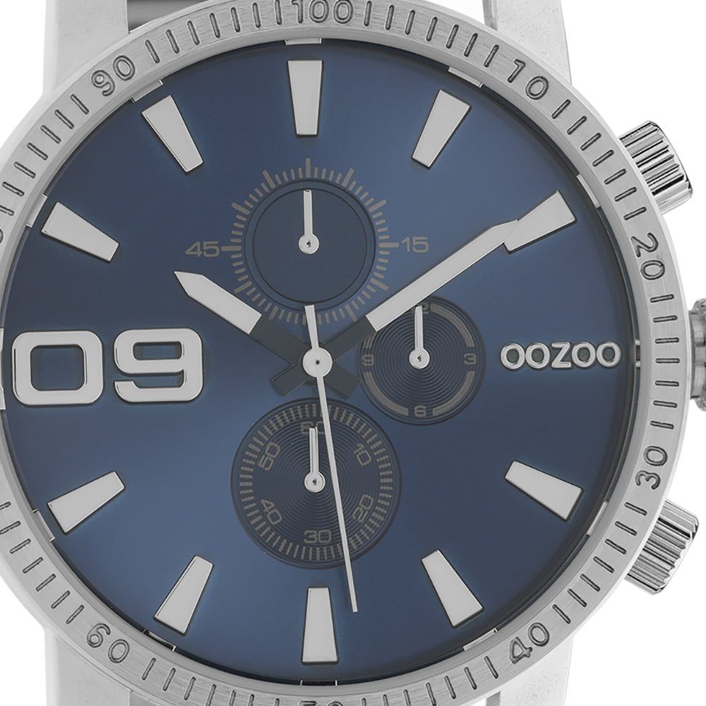 Herrenuhr Ziffernblatt rund, blaues Edelstahlarmband, Analog, Herren Edelstahl (ca. Oozoo OOZOO Elegant-Style, groß 45mm) Armbanduhr Quarzuhr