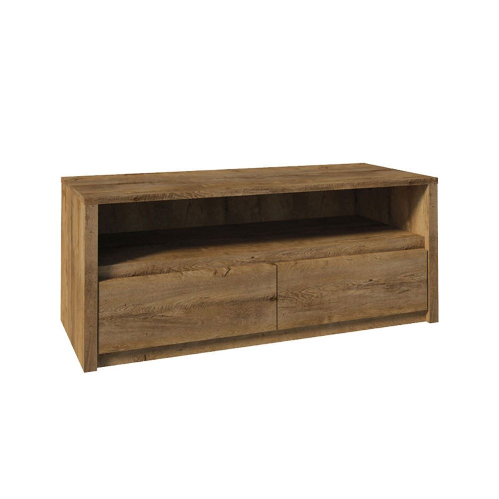 Feldmann-Wohnen Lowboard Montana (mit 2 Schubladen, 1 Ablagefläche, 1 St., moderne Optik, mit 2 Schubladen, 1 Ablagefläche), 130cm Eiche Lefkas