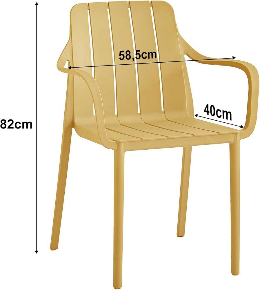 VORTIVO Gartenstuhl stapelbar – wetterfest, bis 200 kg, für Balkon, Terrasse & Esszimmer (2er-Set), bis zu 200 kg belastbar – Bild 3 von 5