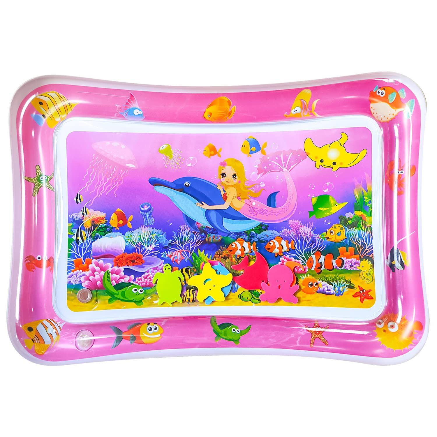 HYTIREBY Planschbecken Spielmatte Wasser Ocean,Baby Wassermatte, Sensorisches Spielzeug,Rosa, (1-tlg), Aufblasbare Wasserspielmatte für Babys mit bunten Wassertieren