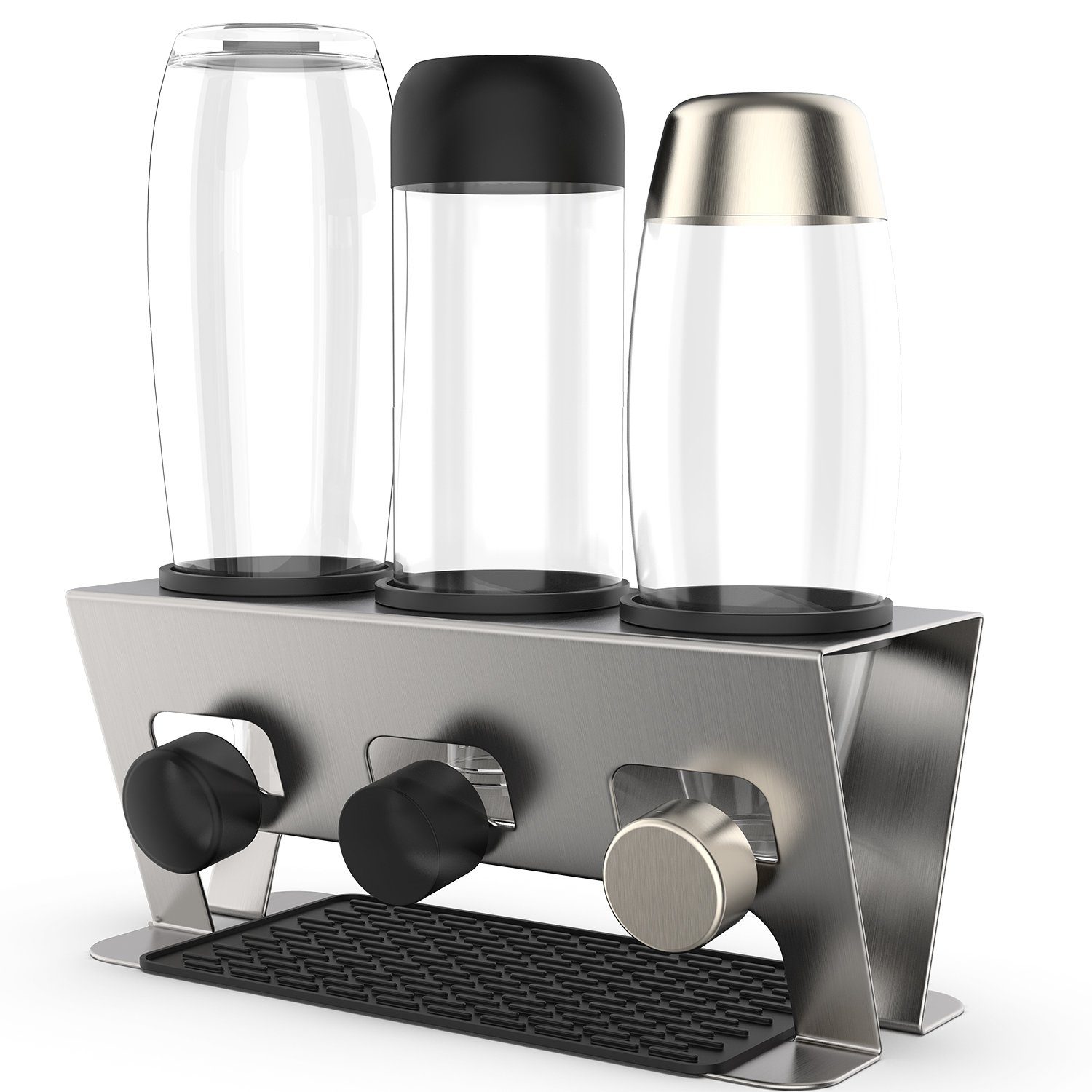 Rainsworth Flaschenhalter, (SodaStream Duo & Crystal Flaschen, 3er SodaStream Zubehoer Abtropfhalter,Soda Stream Abtropfständer), Abtropfgestell Flaschentrockner Glasflasche, Edelstahl