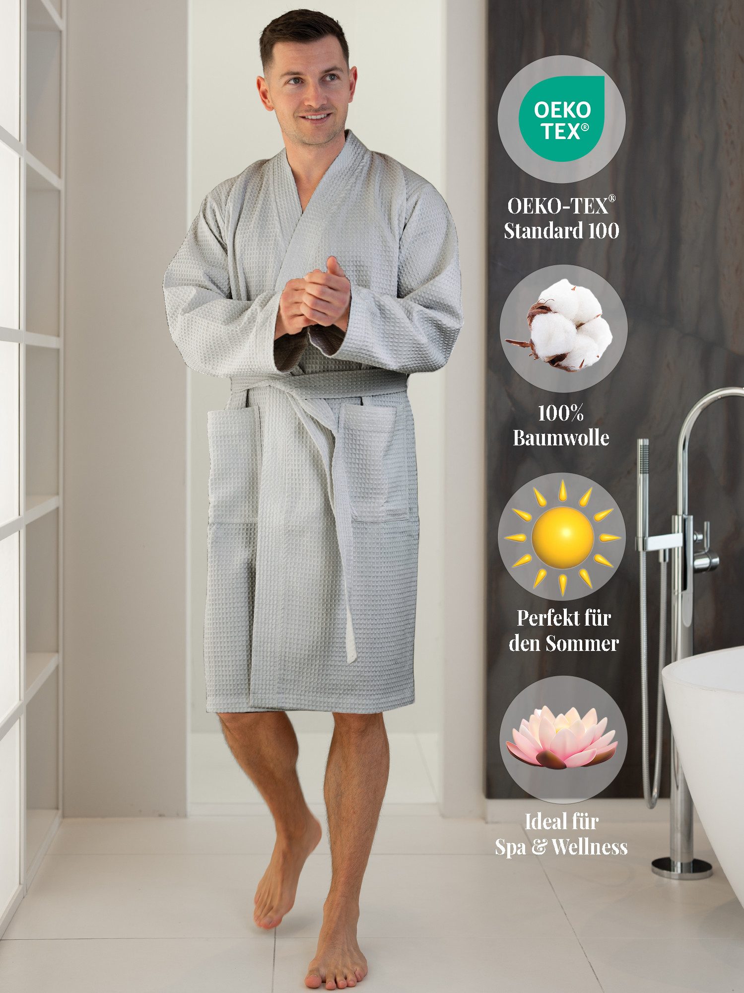 SIEGENTHAL Morgenmantel Herren Morgenmantel Waffelpique, Schalkragen, Gürte günstig online kaufen