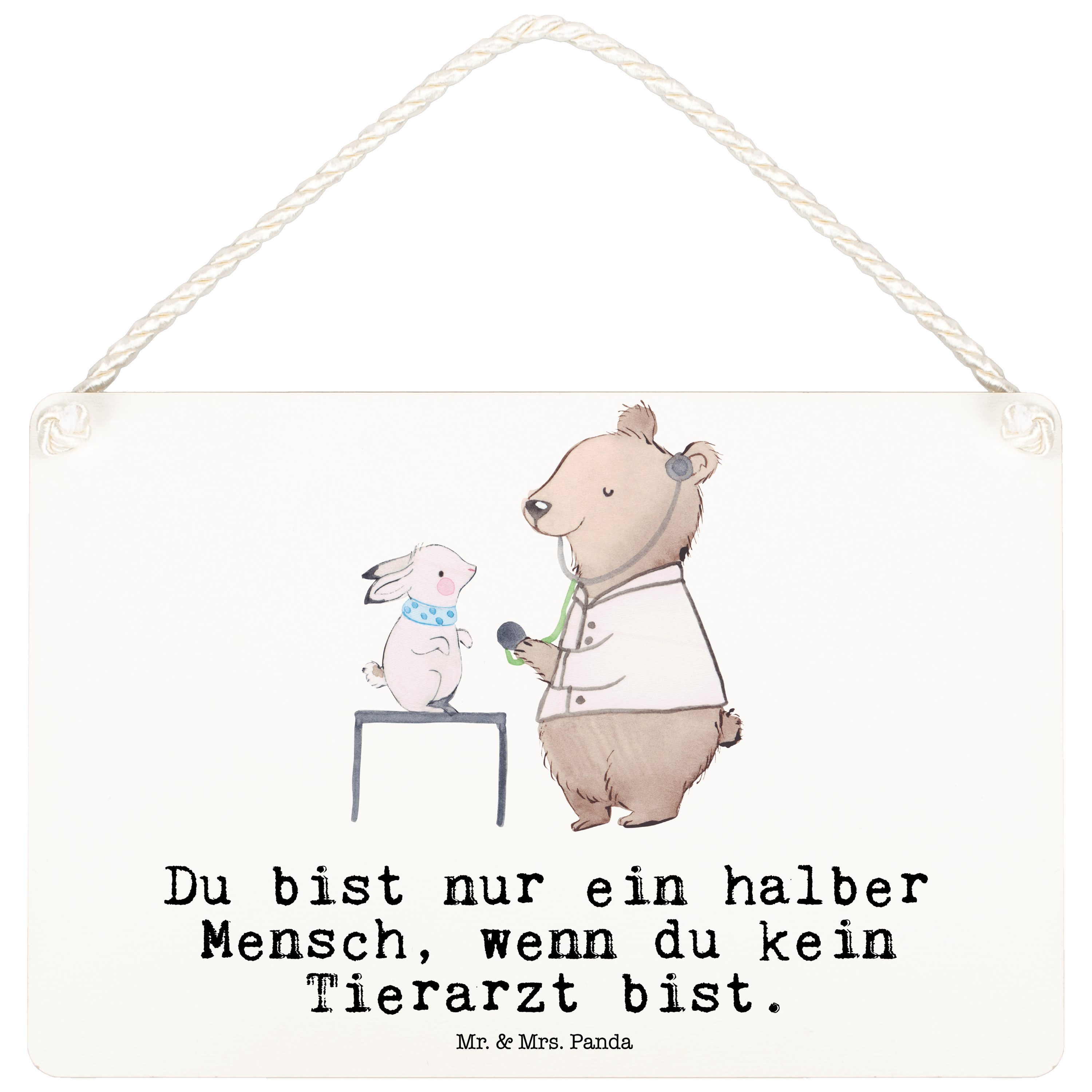 Mr. & Mrs. Panda Hinweisschild DIN A6 Tierarzt mit Herz Weiß