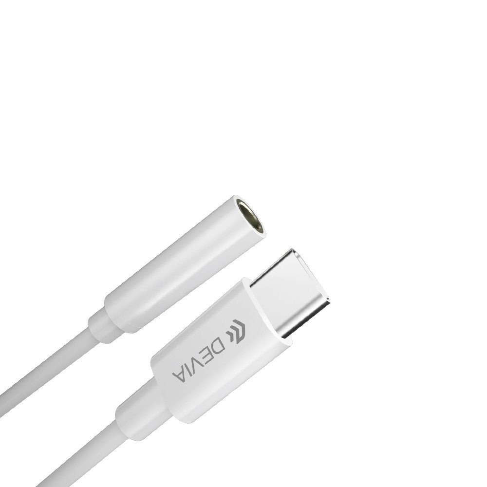 DEVIA Adapter Smart USB-C - Klinke 3,5mm weiß unterstützt Anrufe und Musik USB-Adapter
