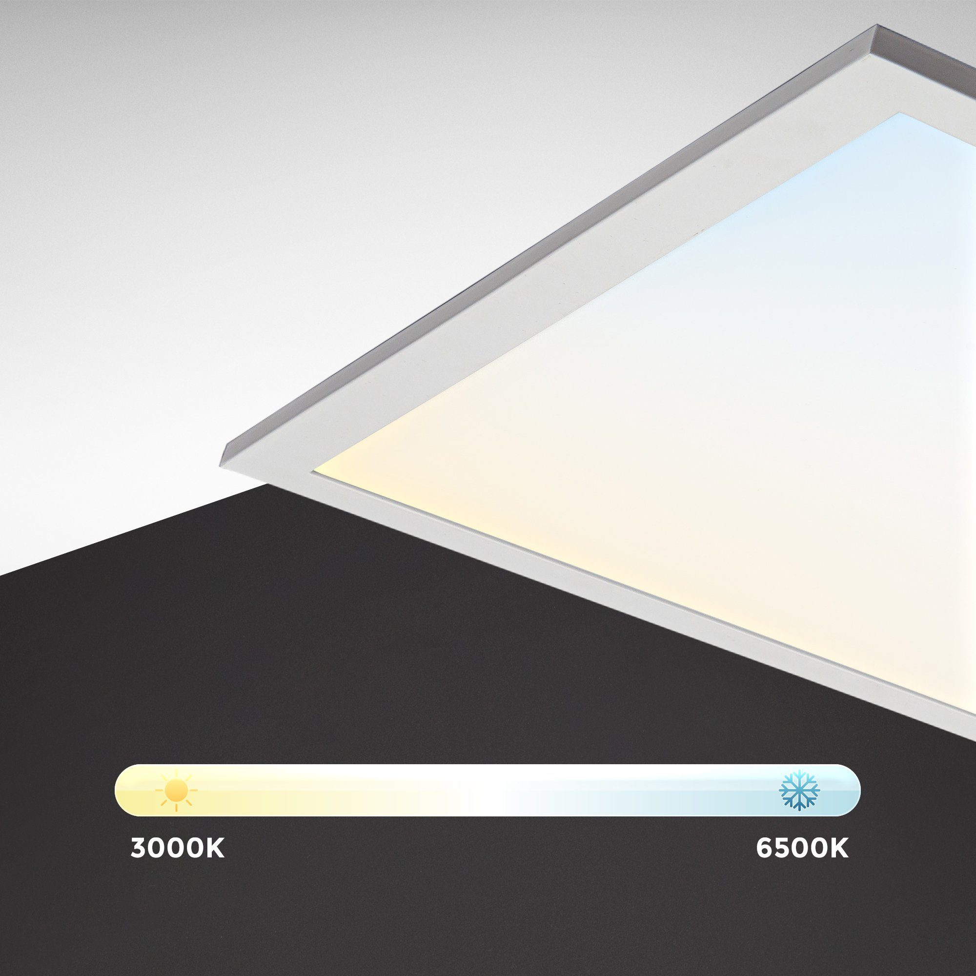 B.K.Licht Deckenleuchte, stufenlos integriert, LED einstellbar, LED Panel, Farbtemp. dimmbar, fest Fernbedienung