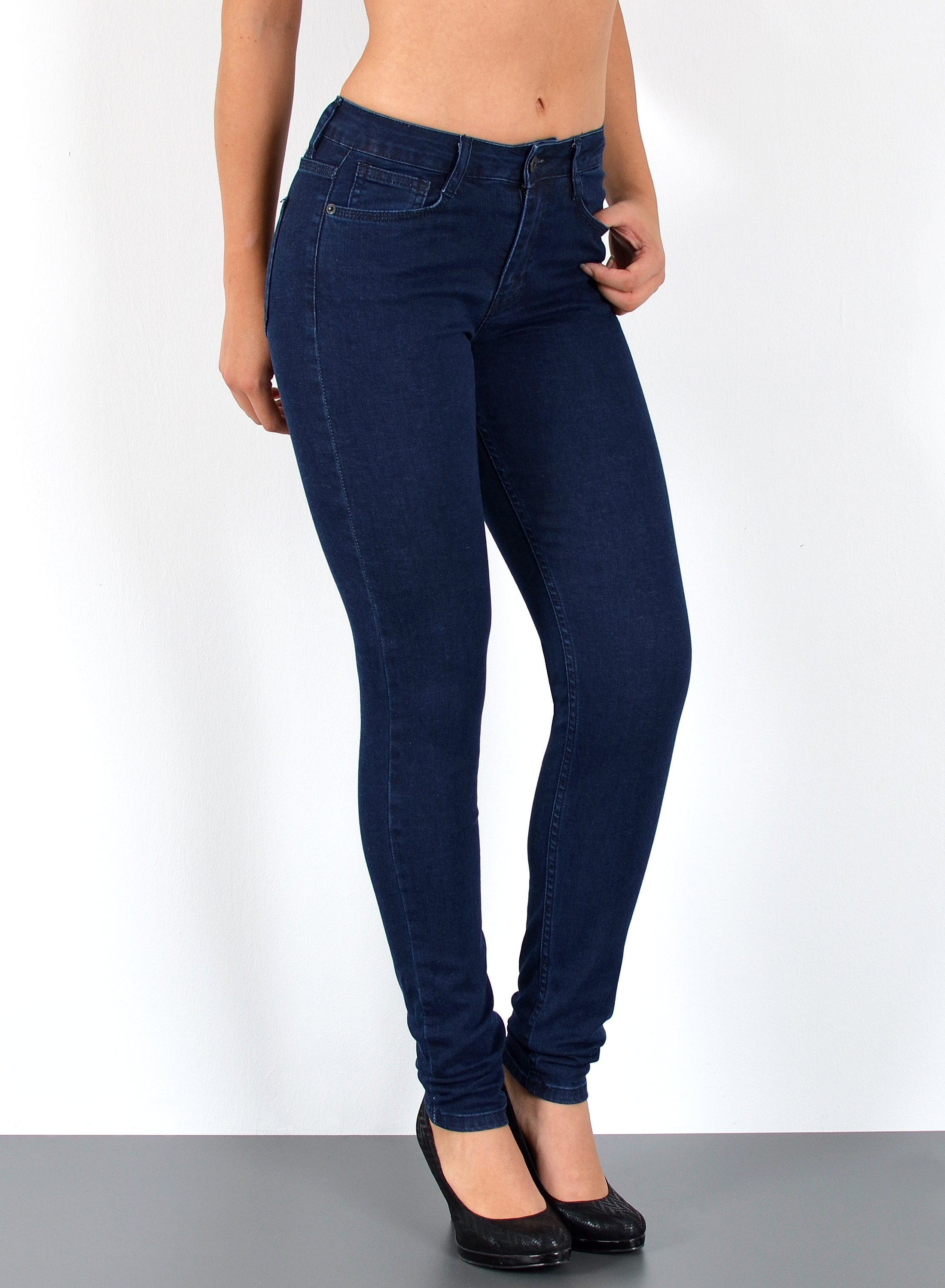 ESRA Skinny-fit-Jeans S400 Damen High Waist Skinny Jeans Stretch Hose hohe Leibhöhe bis Übergröße