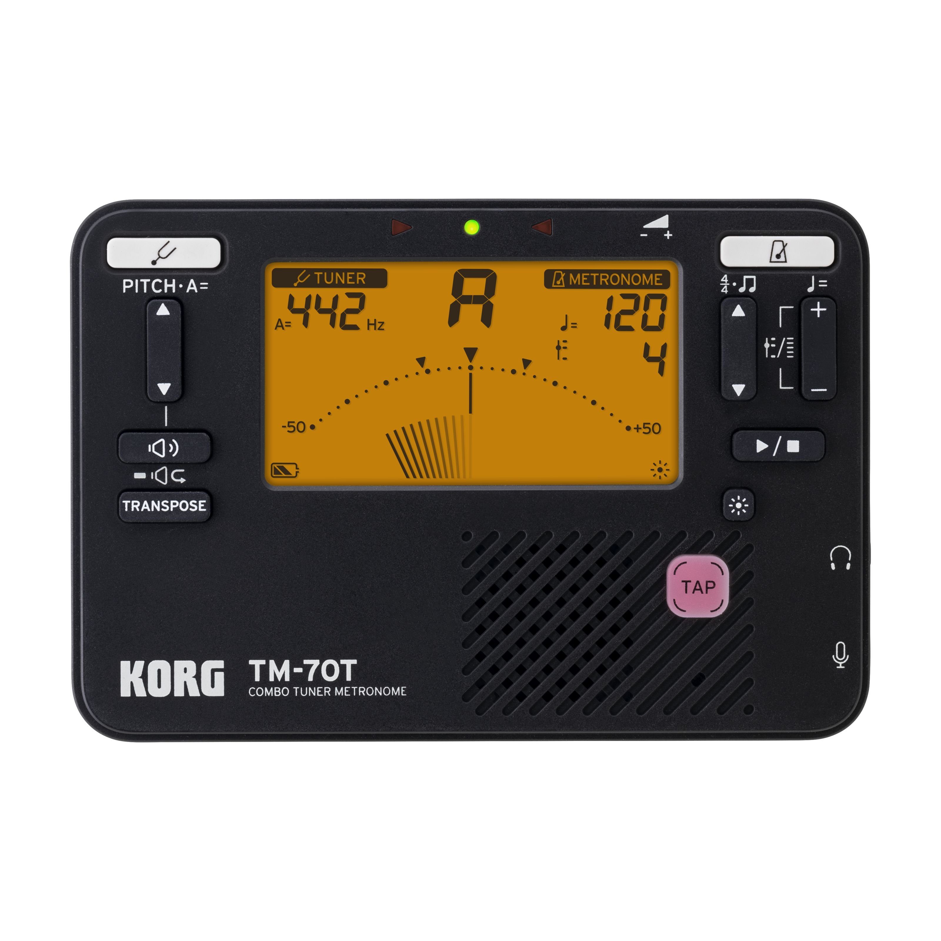 Korg Stimmgerät, TM-70T BK Combo Tuner Metronome - Chromatisches Stimmgerät