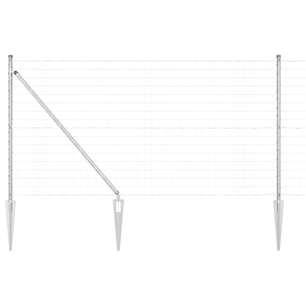 vidaXL Gartenzaun Euro-Zaun mit Stacheln 25 x 1 m Verzinkter Stahl Silber Netz, (1-St)