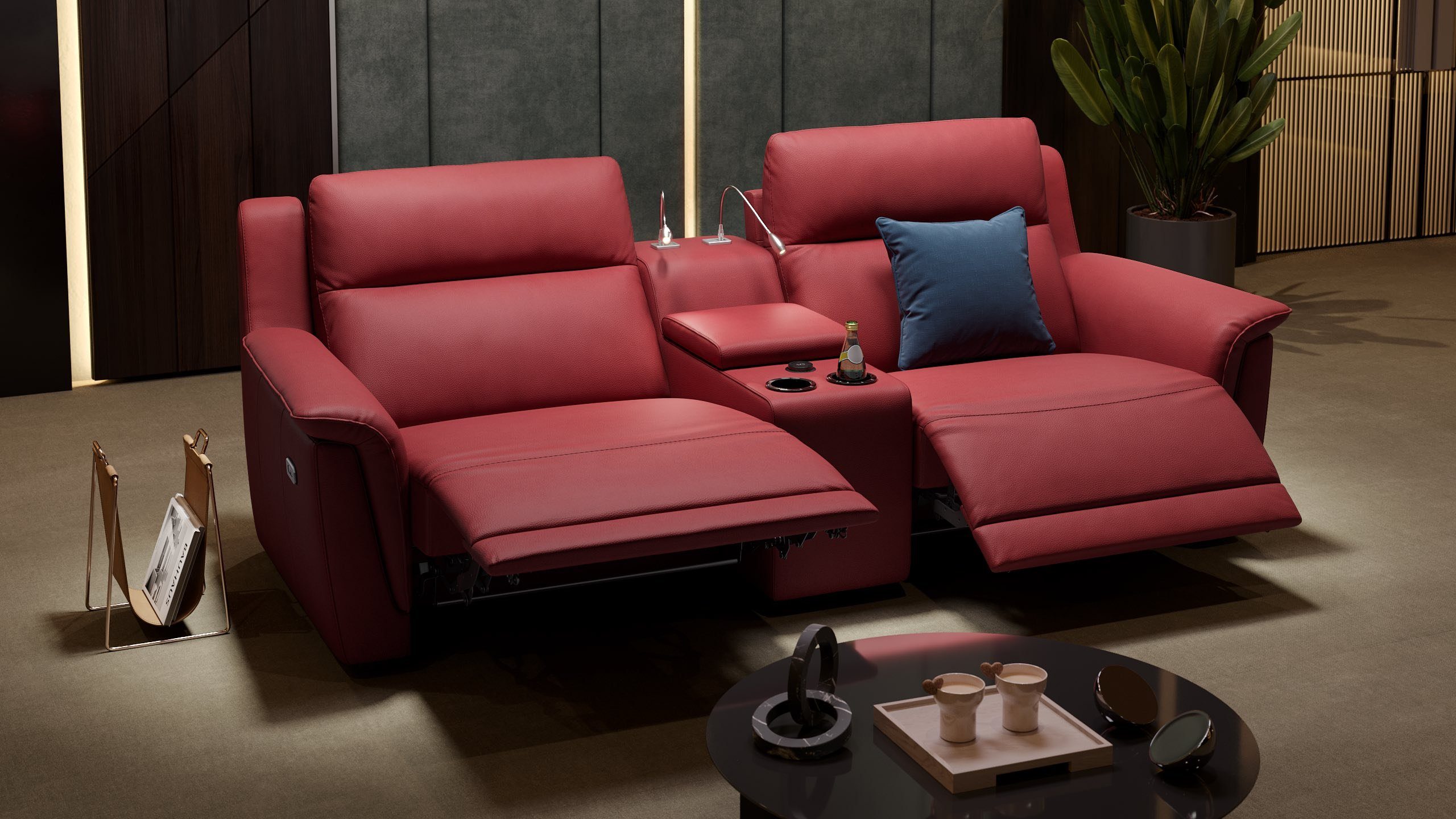 2-Sitzer Sofa in x Rot MALITO S: 101 - 210 Sofanella Leder Kinosofa cm Sofanella