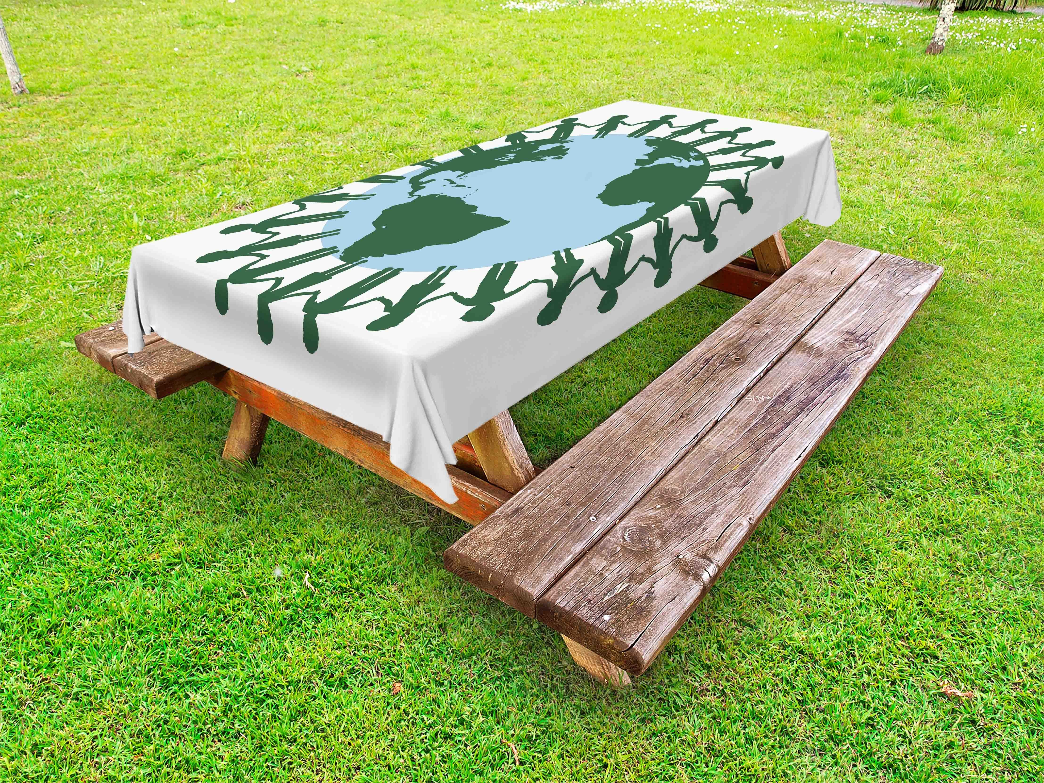 Abakuhaus Tischdecke dekorative waschbare Picknick-Tischdecke, Tag der Erde Kinder Hände halten
