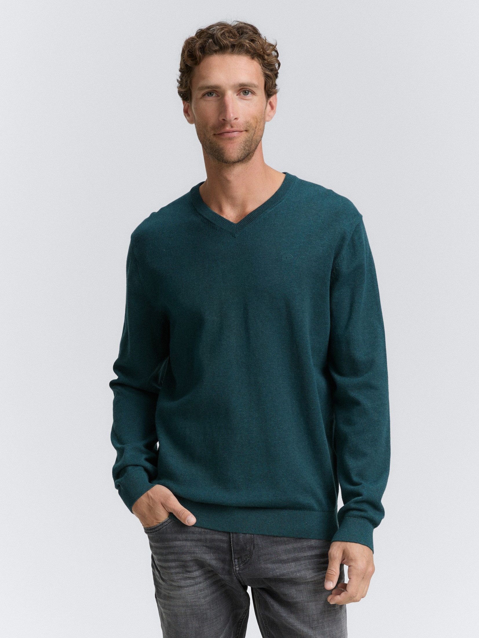 TOM TAILOR Strickpullover Strickpullover mit V-Ausschnitt günstig online kaufen