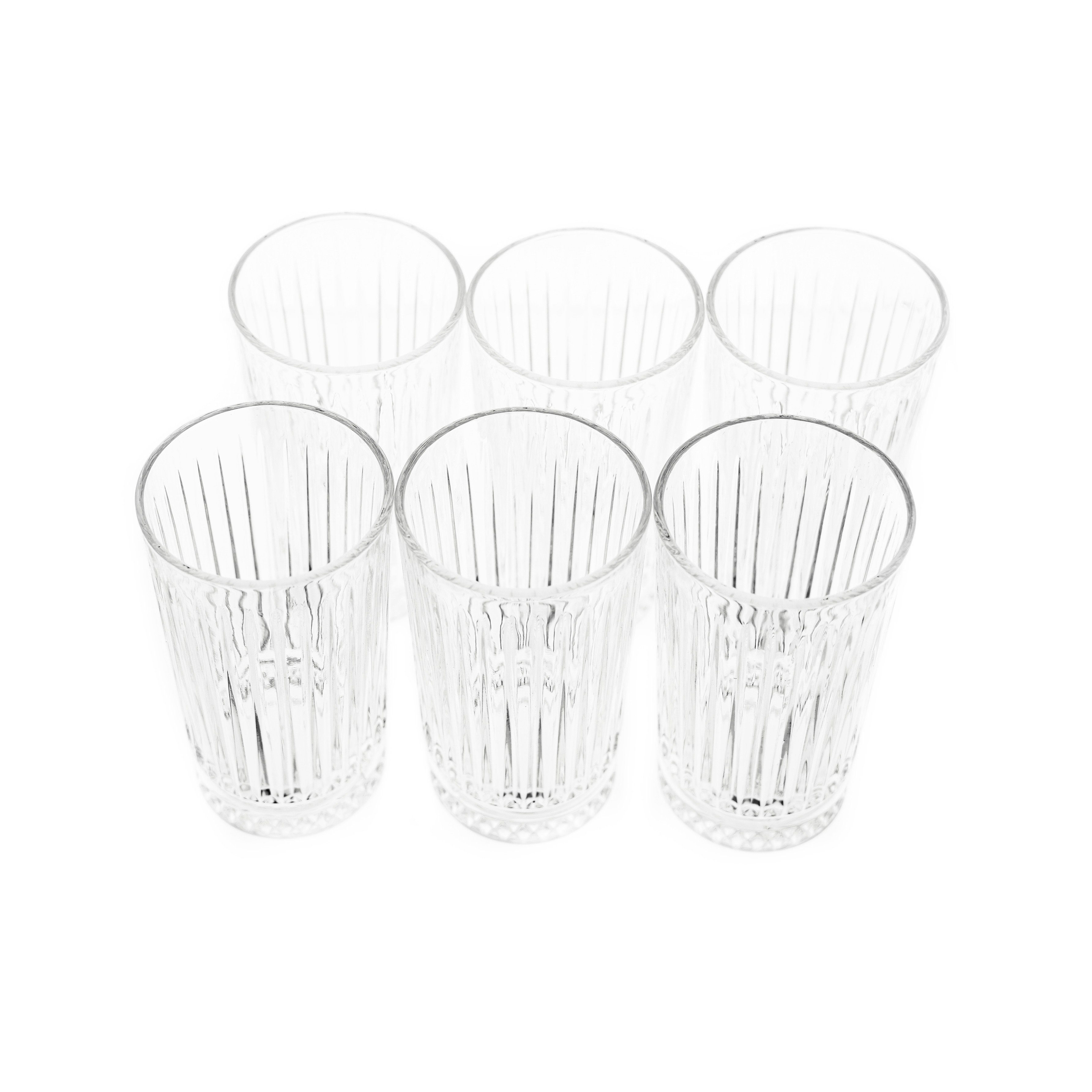 Almina Longdrinkglas Elisa 6 Tlg. Trinkgläser-Set Longdrinkgläser mit Riffle Design 300 ml, 6-tlg. – Bild 3 von 4