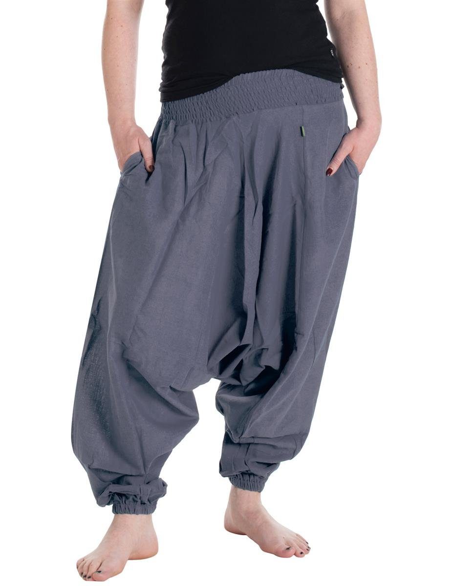 Vishes Haremshose Unisex Haremshose Einfarbig Einheitsgröße 34-46 Orientalisch, Yoga, Festival, Hippie Style Grau | Weite Hosen