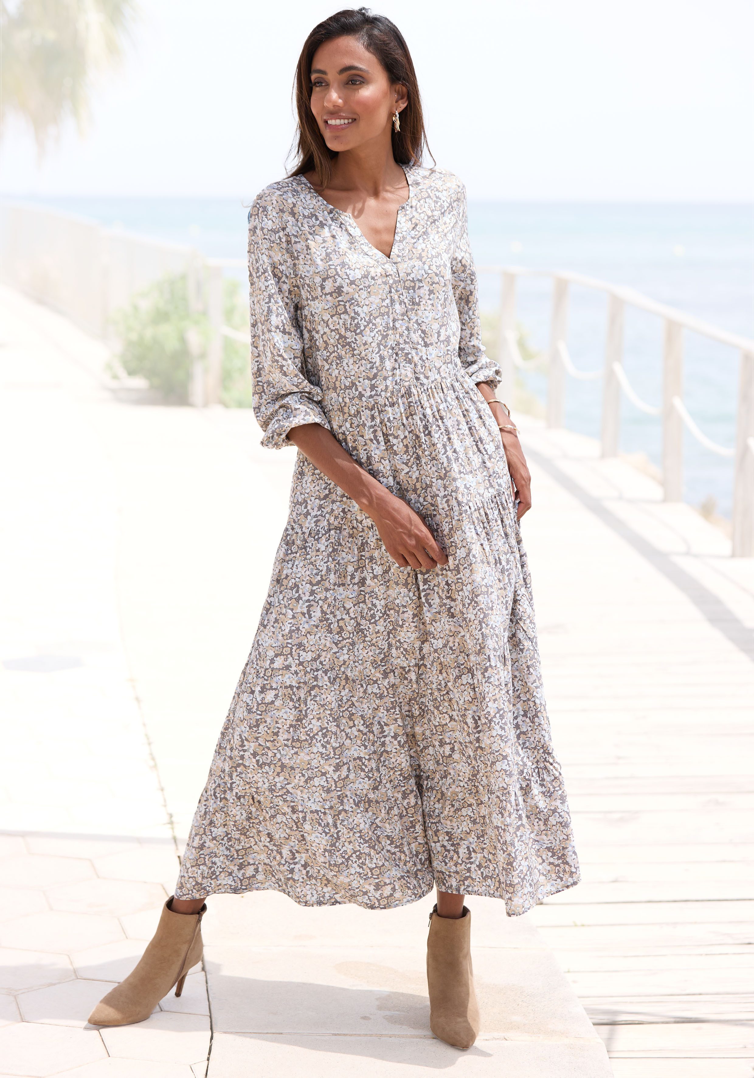 Vivance Maxikleid mit Alloverprint und Volants, günstig online kaufen