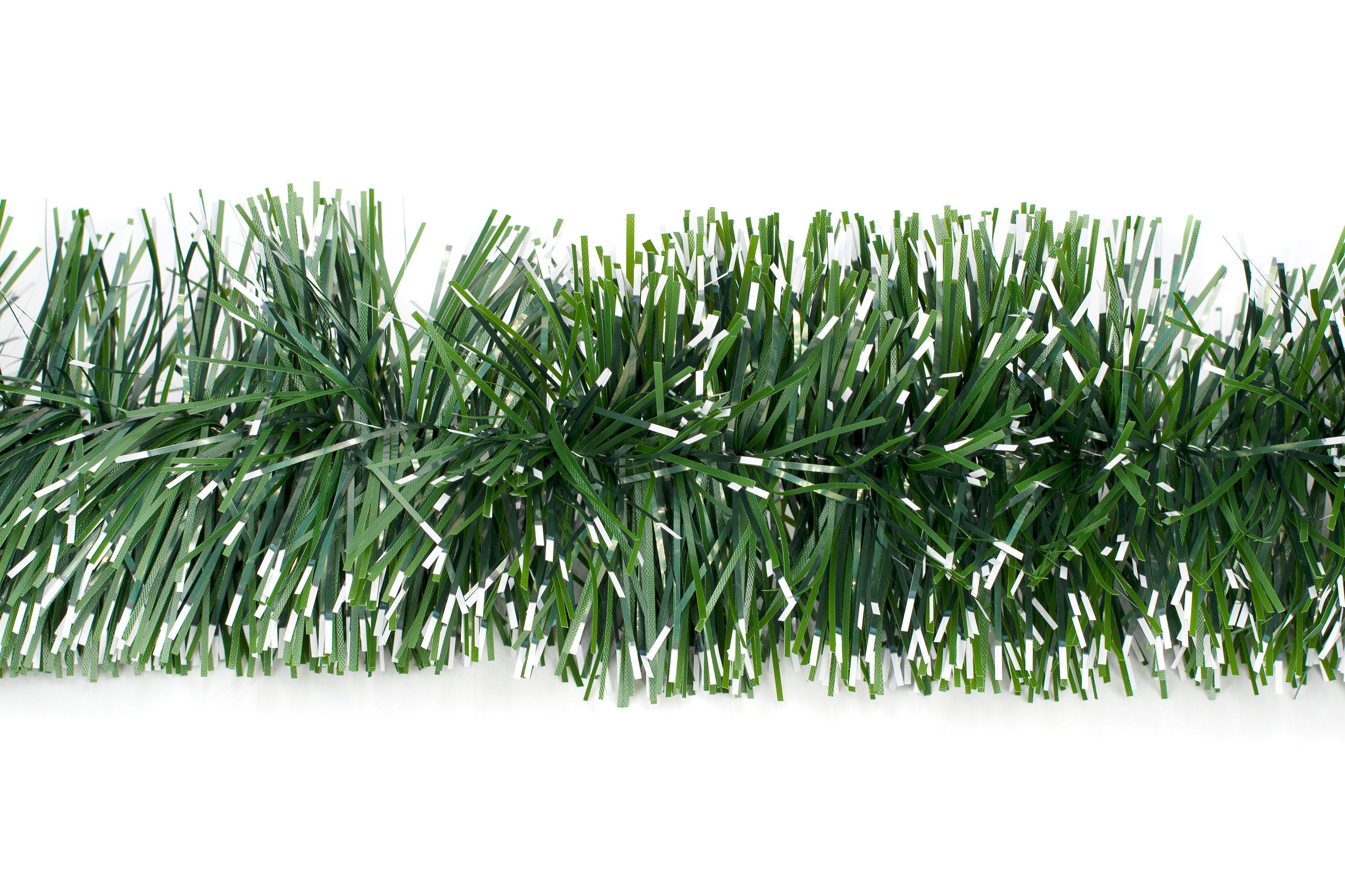 Kunstgirlande, Creativery, Grasgirlande 10cm x 3m Indoor & Outdoor - Grün matt mit weißen Spitzen