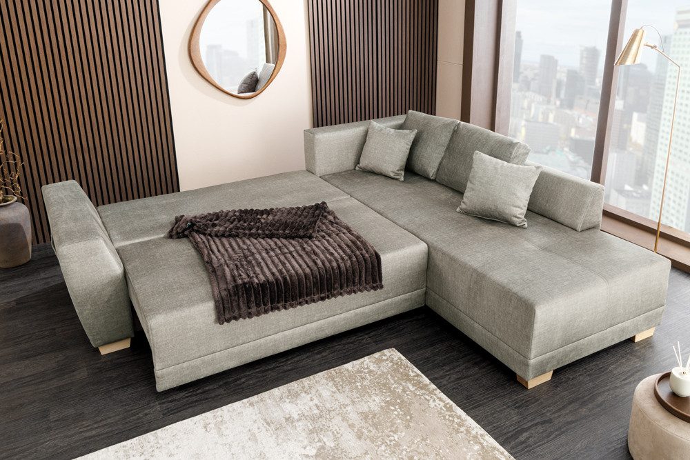 riess-ambiente Ecksofa NORWAY 250cm taupe- Samt, Velours, Rundumbezug, Stauraum, inkl. Kissen, Einzelartikel 1 Teile, Modernes Ecksofa - ideal für Wohn- und Esszimmer und große Apartments