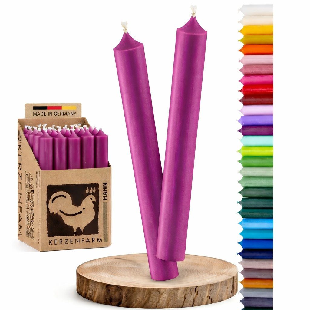 Hahn Kerzenfarm Spitzkerze Otto Stabkerzen Fuchsia 18 cm