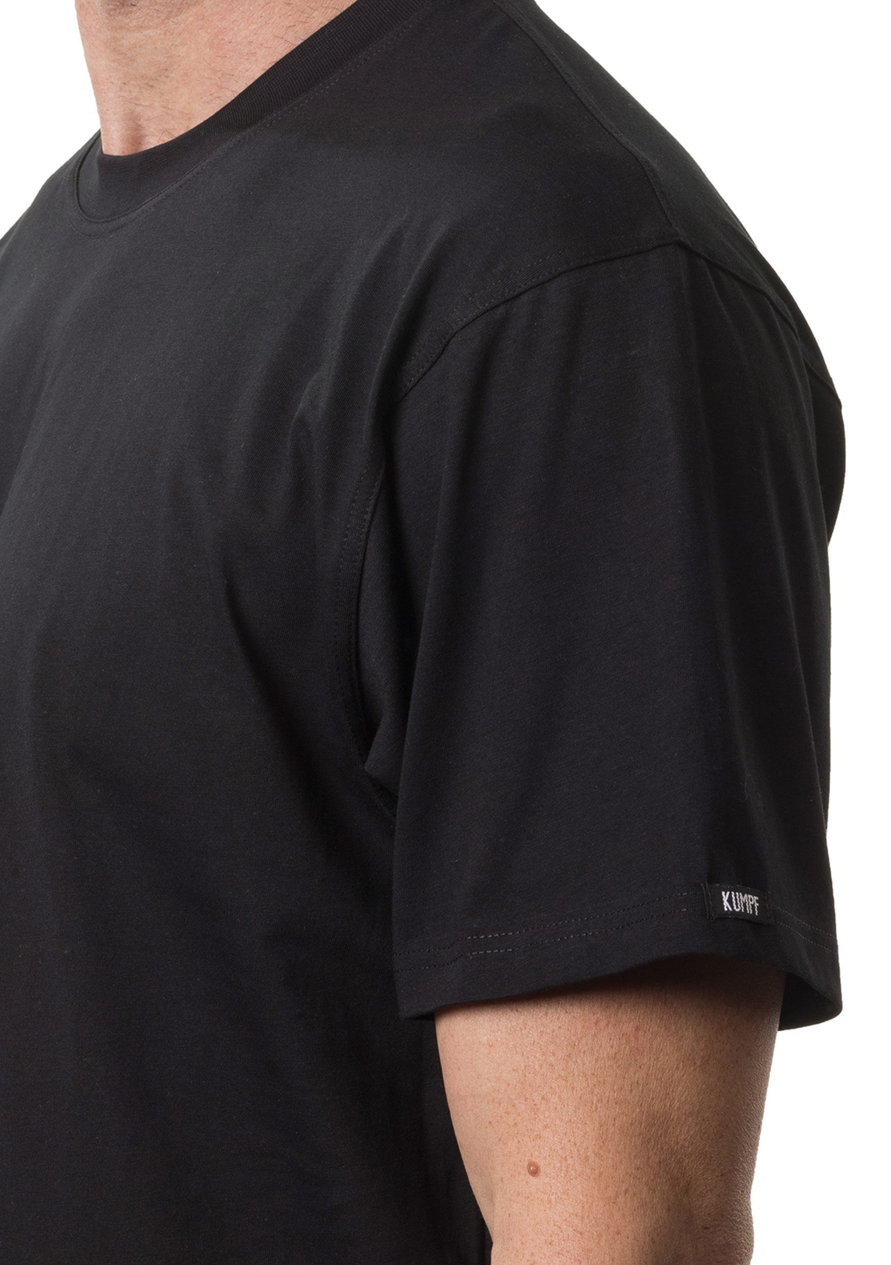 Markenqualität Herren Unterziehshirt Cotton schwarz T-Shirt hohe Arm Bio 1/2 1-St) KUMPF (Stück,