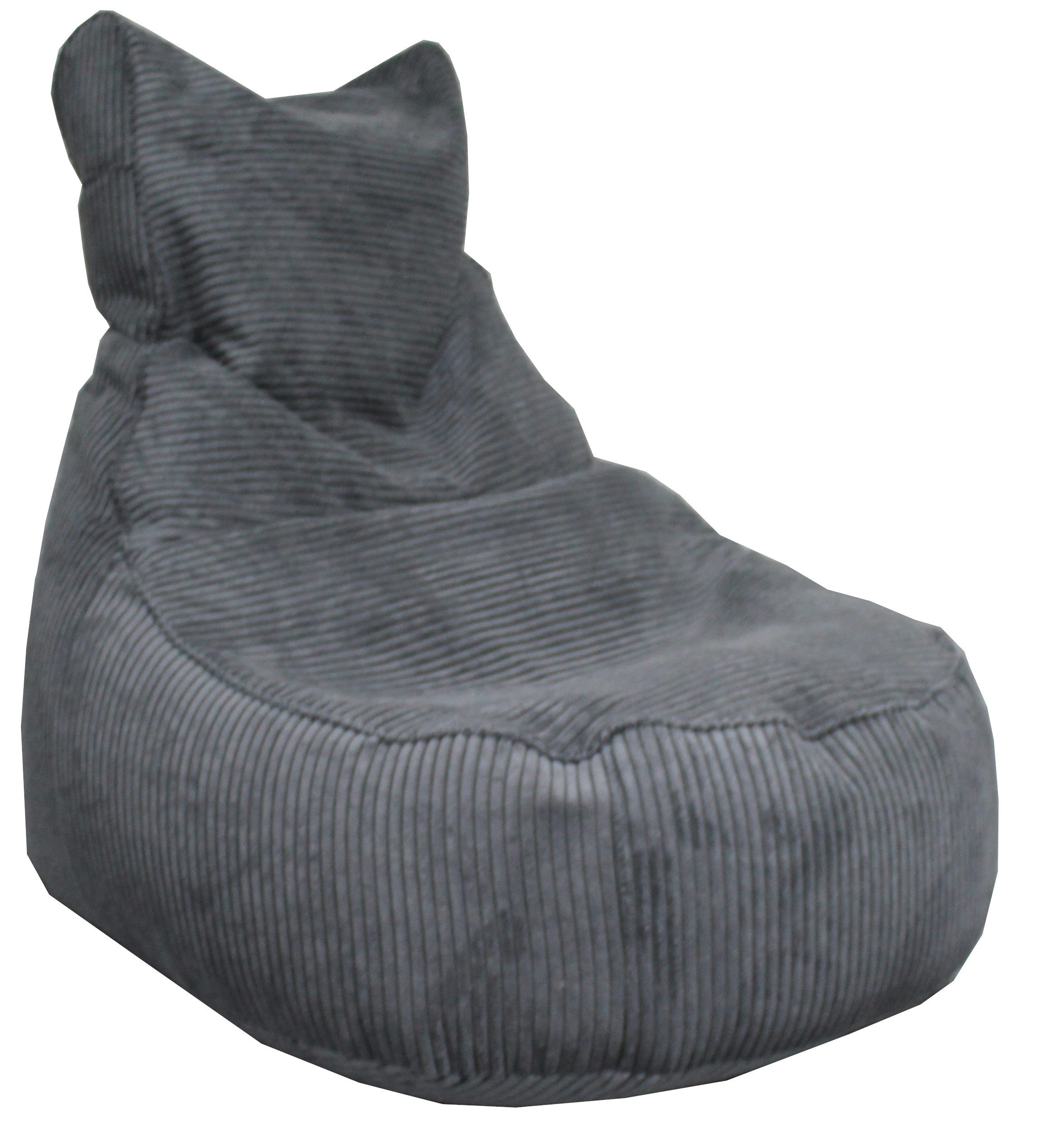 k-hometrends Sitzsack LoungeMate Sitzsack mit Hocker, Cord, Grau, Sitzsack mit Hocker