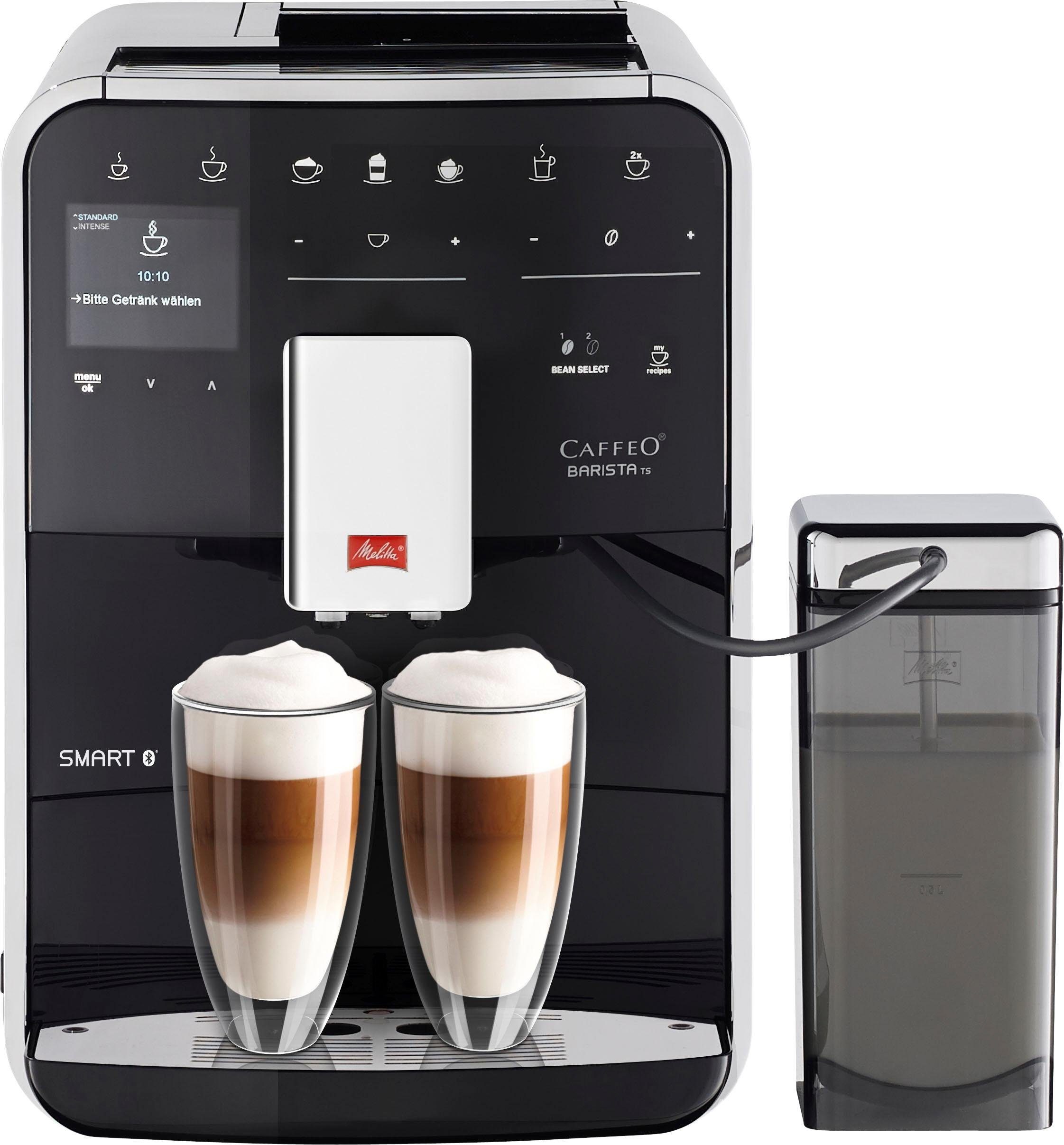 Melitta Kaffeevollautomat Barista TS Smart® F850-102, schwarz, 21 Kaffeerezepte & 8 Benutzerprofile, 2-Kammer Bohnenbehälter